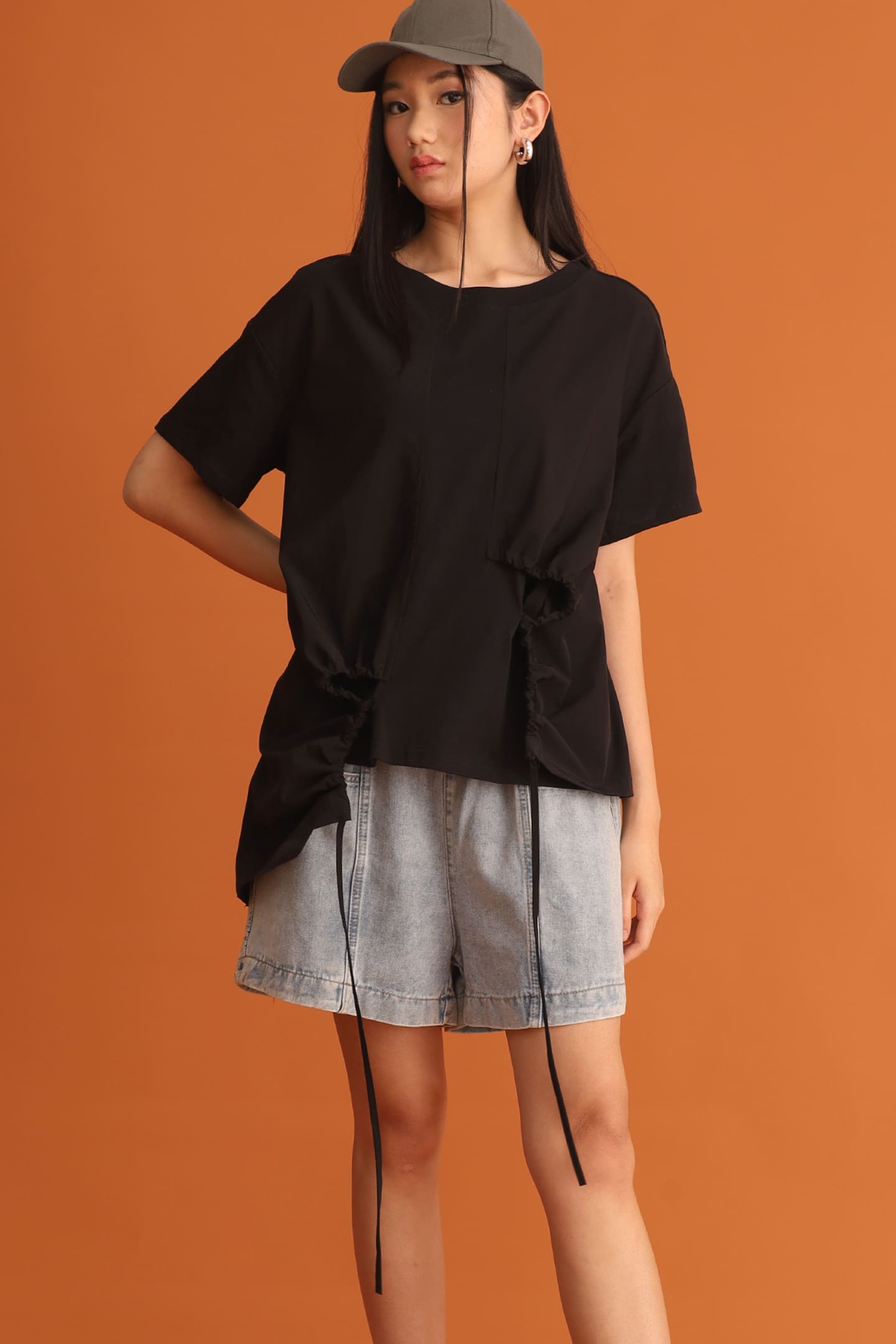 CHOSEN - Danielle Drawstring Top in Black
