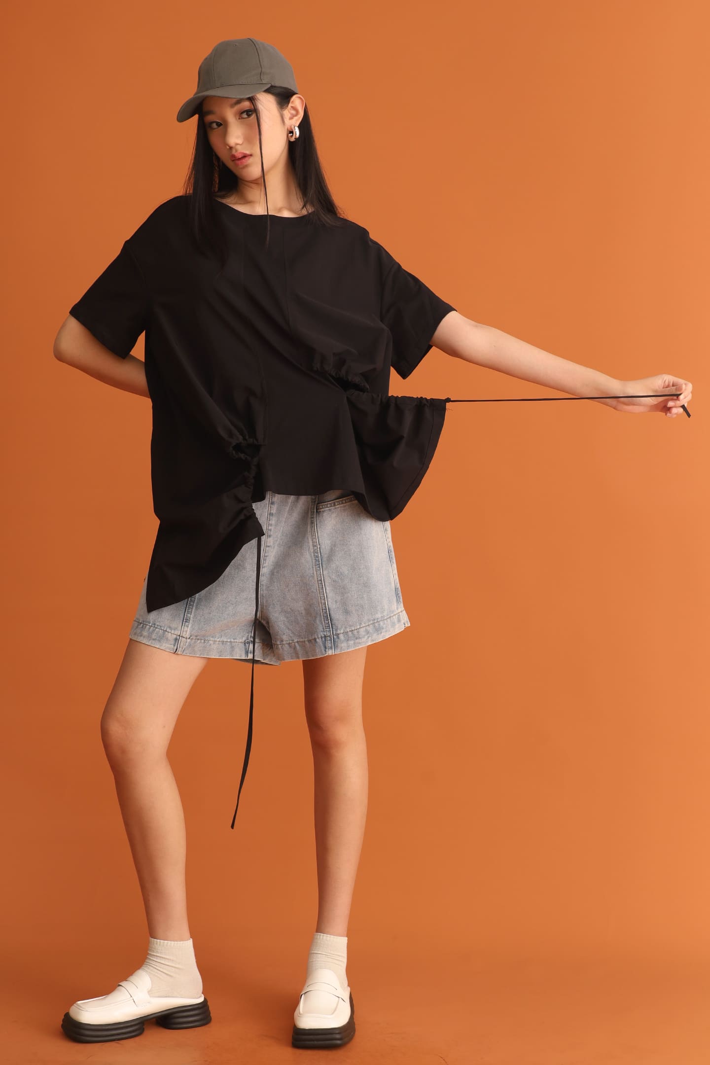 CHOSEN - Danielle Drawstring Top in Black