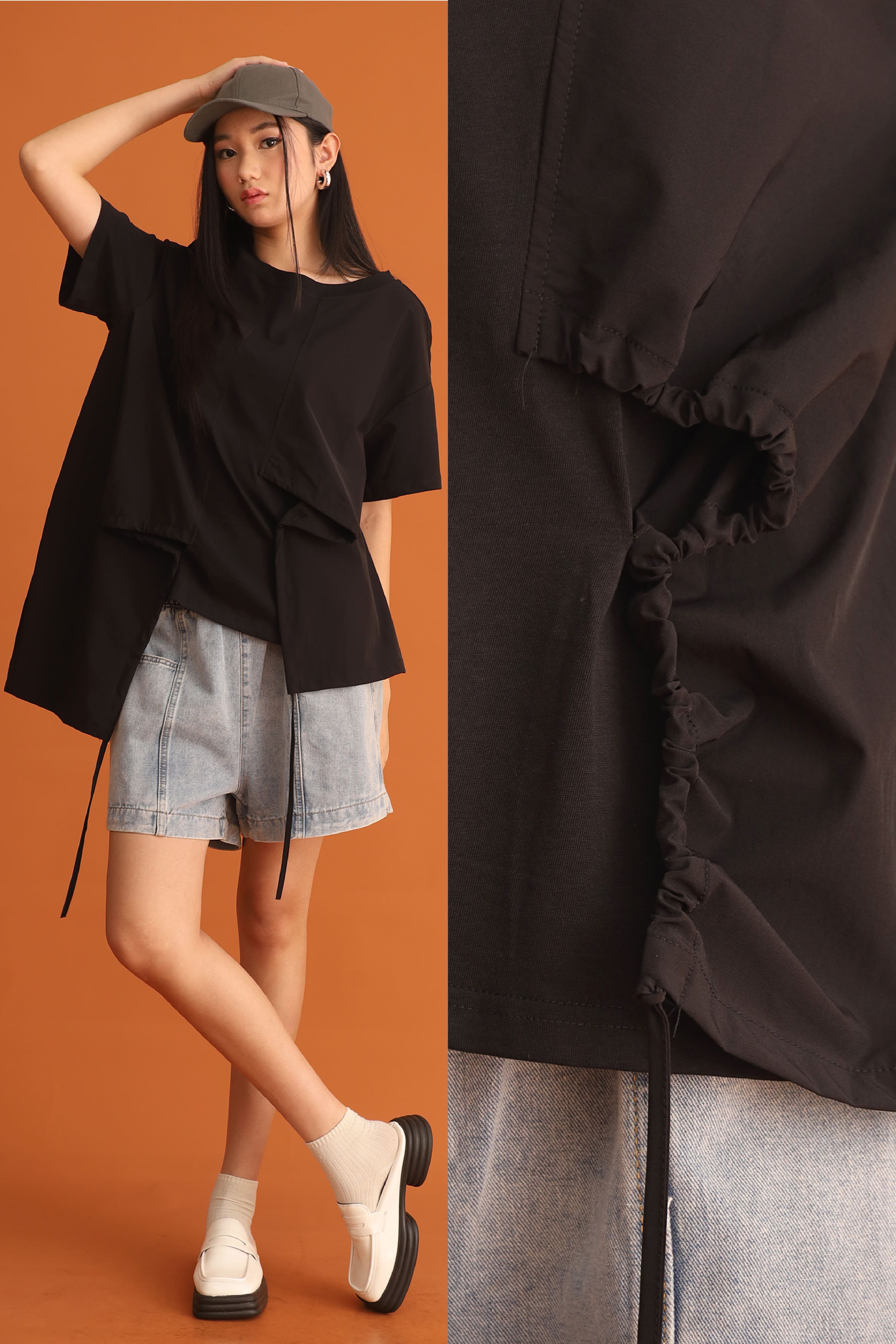 CHOSEN - Danielle Drawstring Top in Black