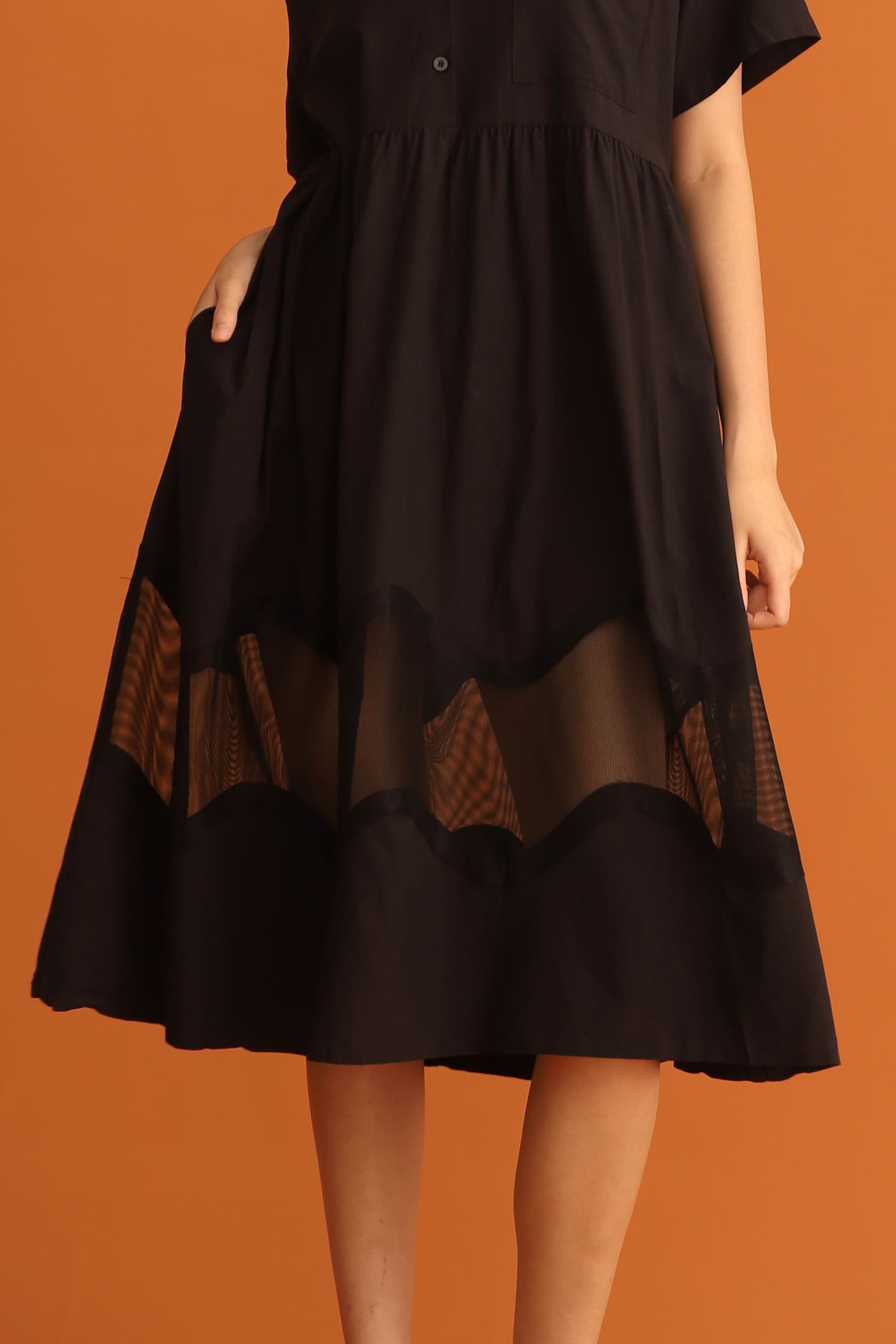 CHOSEN - Dasom Netted Dress in Black