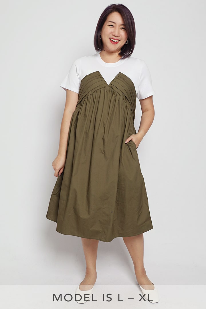 Debbie Colourblock Dress in Green