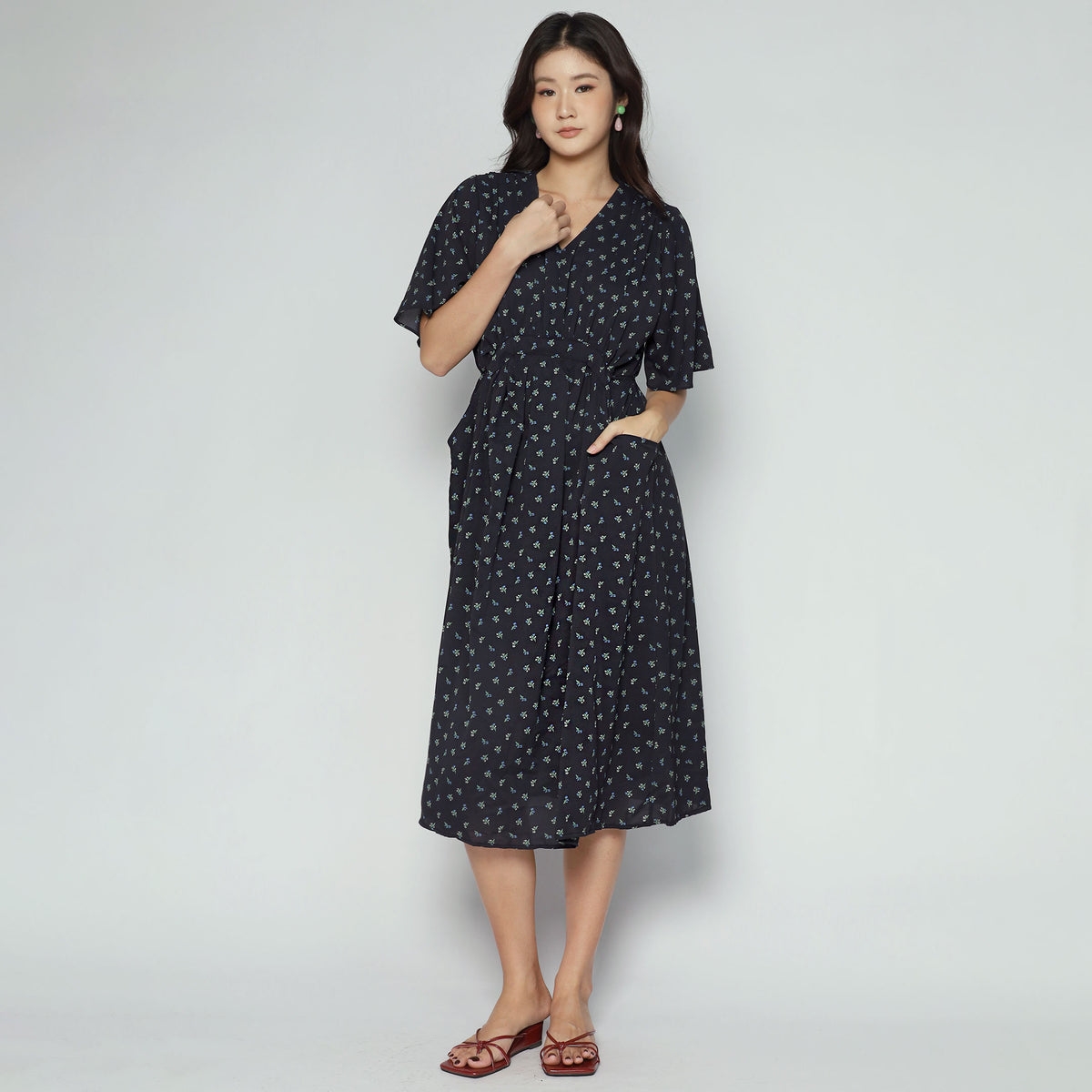 Denise Dress in Azure Garden