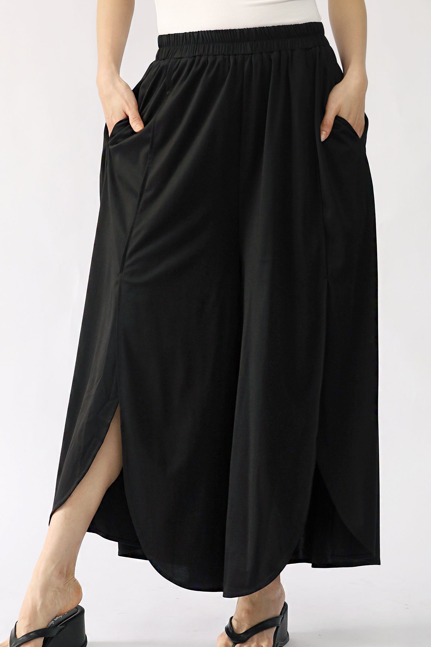 TENCEL - Destiny Flare Pants in Black Tencel