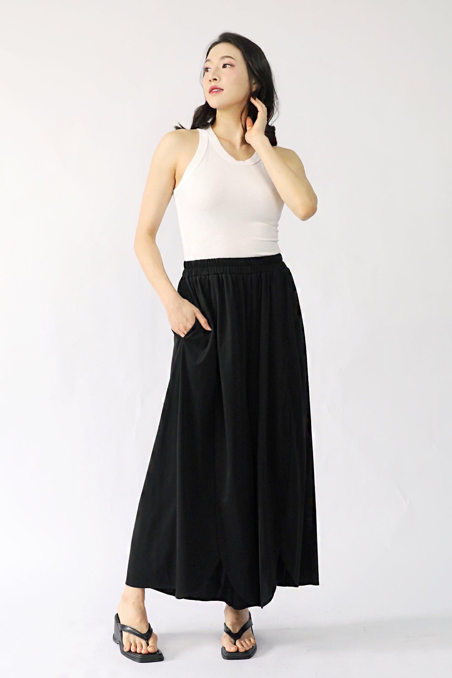 TENCEL - Destiny Flare Pants in Black Tencel