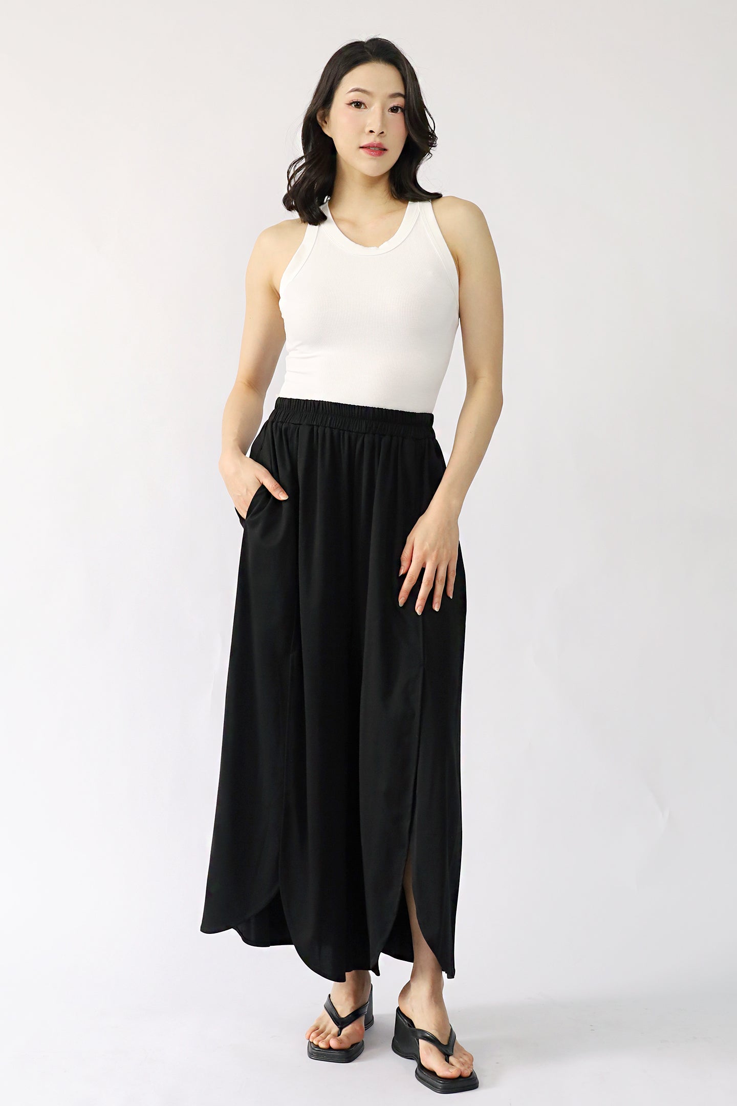 TENCEL - Destiny Flare Pants in Black Tencel