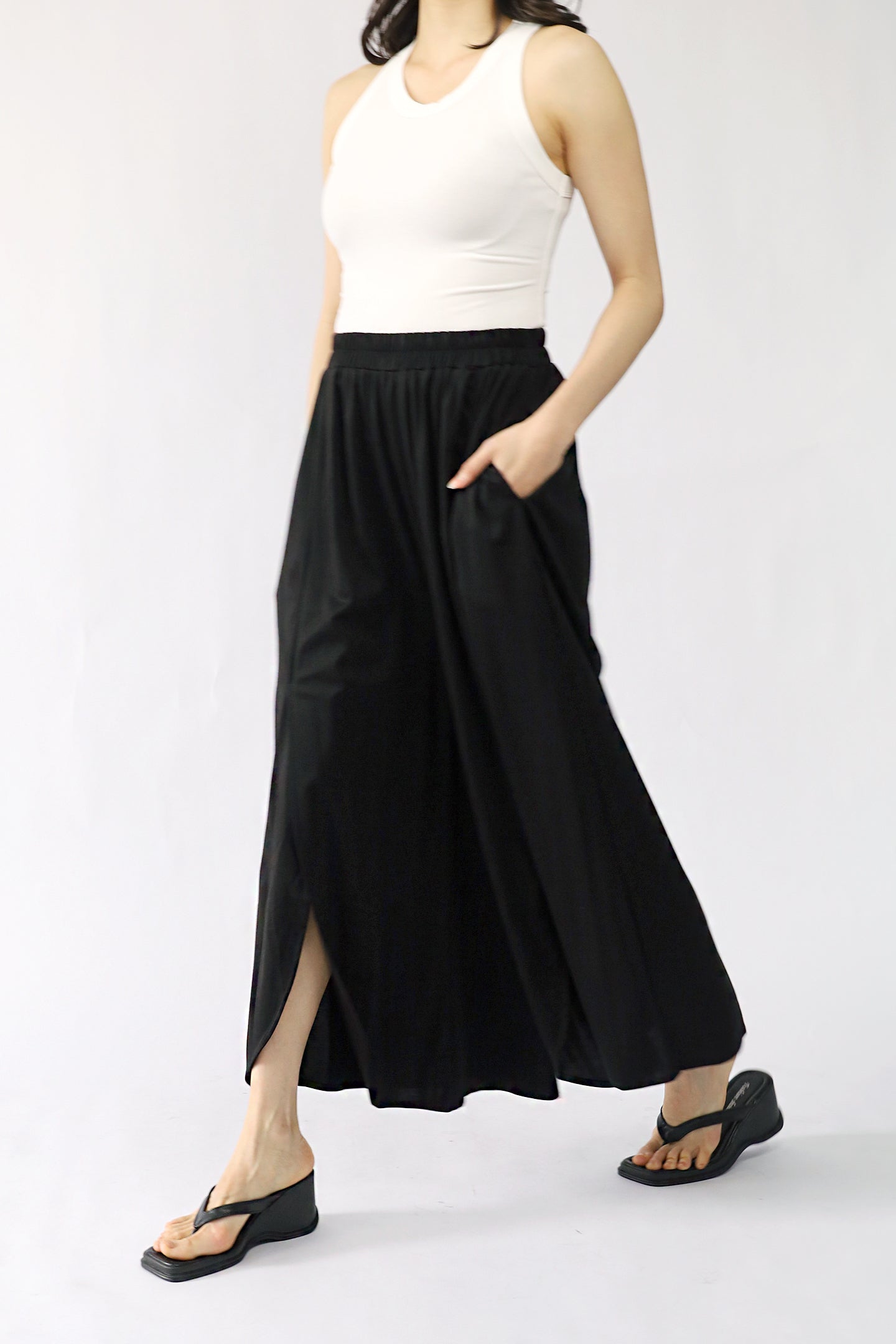 TENCEL - Destiny Flare Pants in Black Tencel