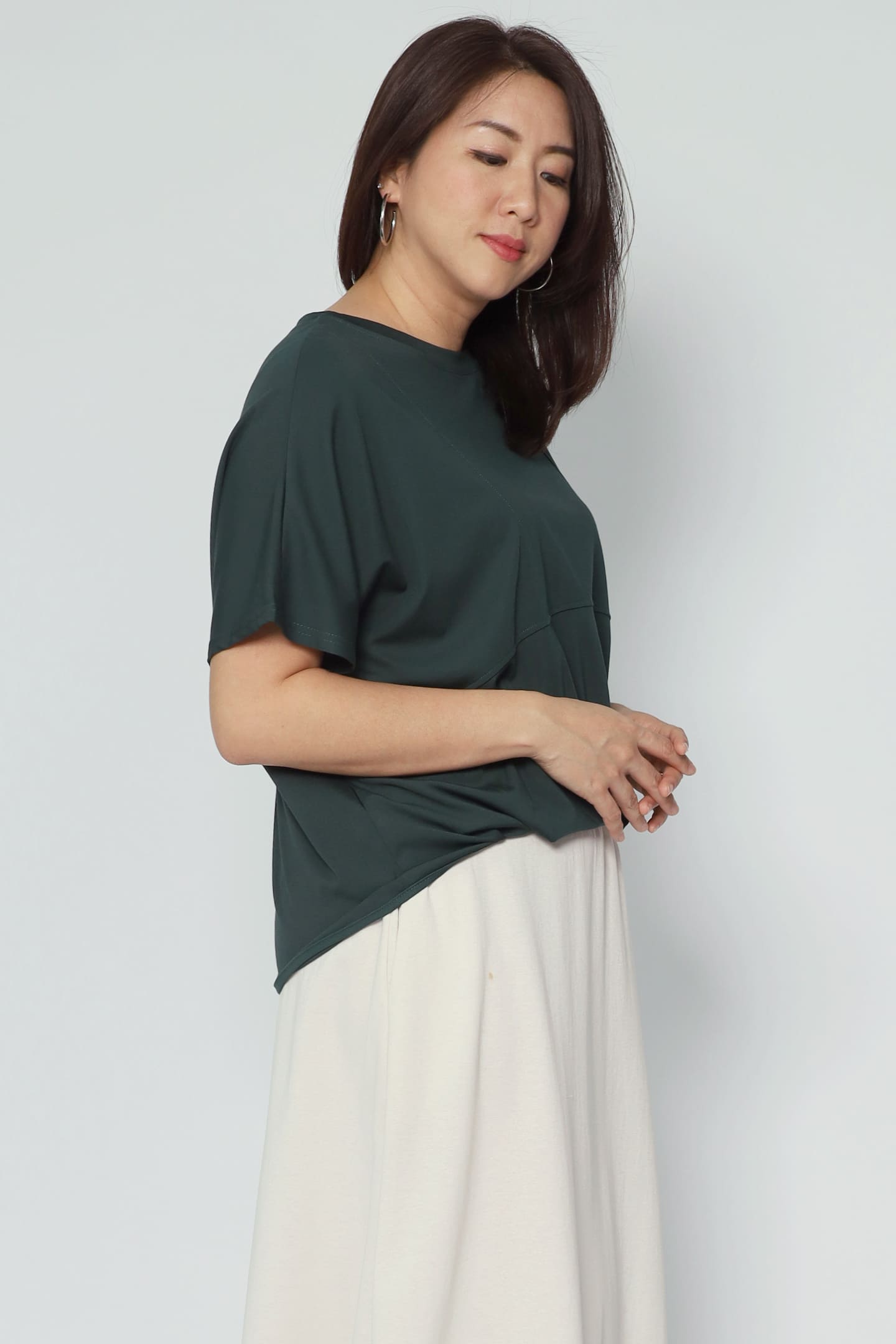 Backorders Easy By TE - Diora Pleated Top in Green