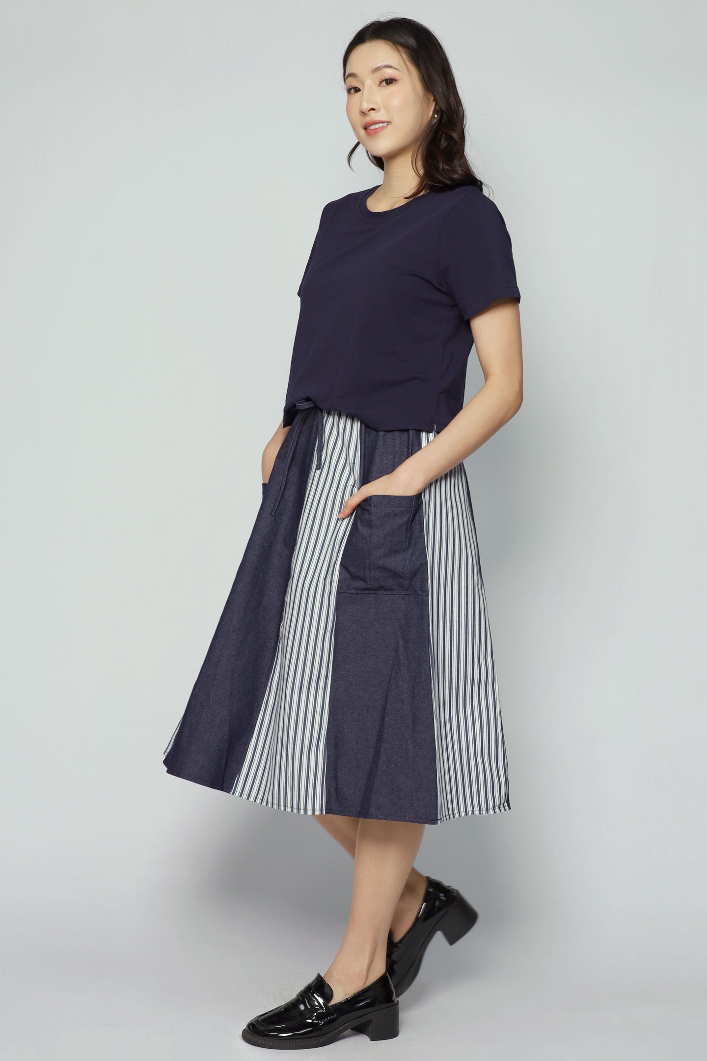Diyonne Stripes Dress in Blue