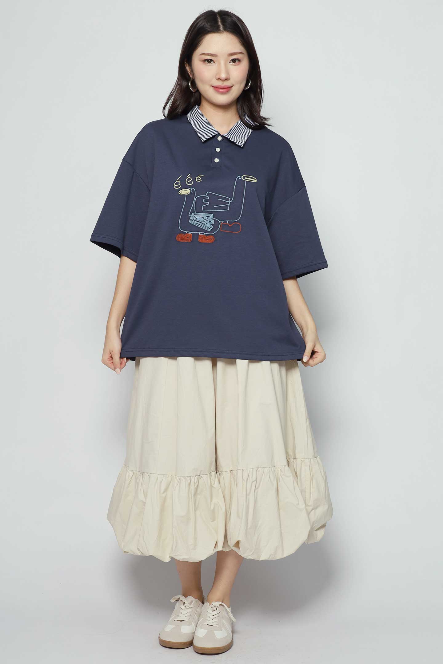 Double Duckie Checkered Collar Top