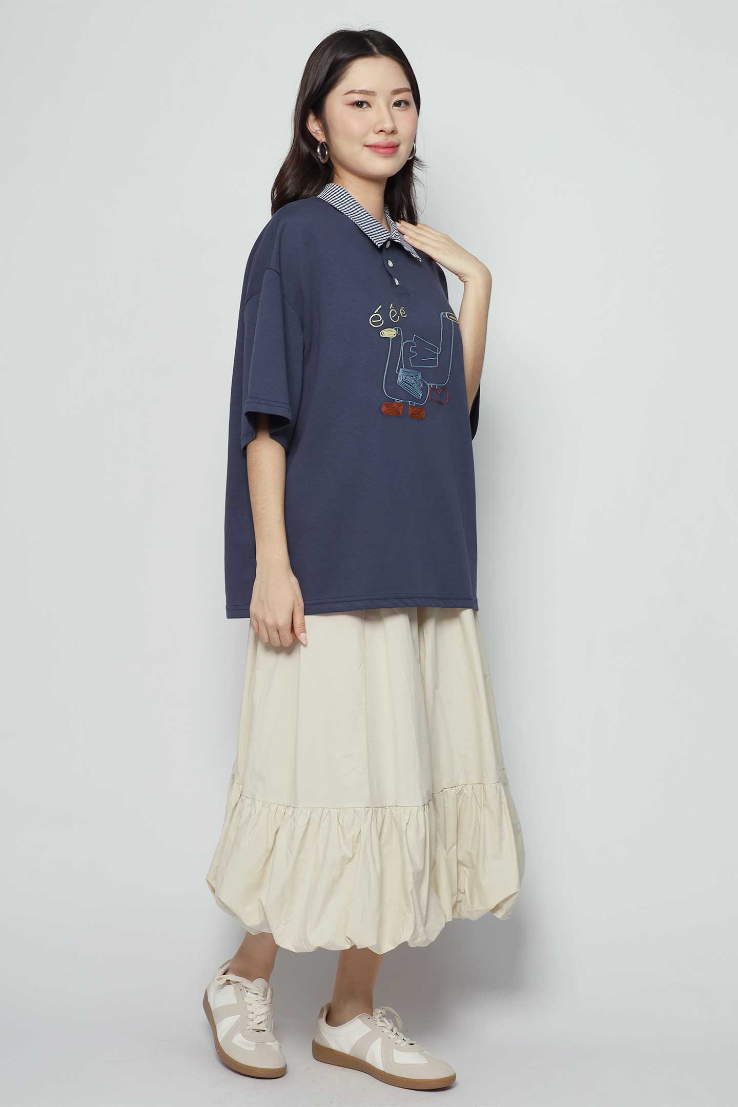 Double Duckie Checkered Collar Top