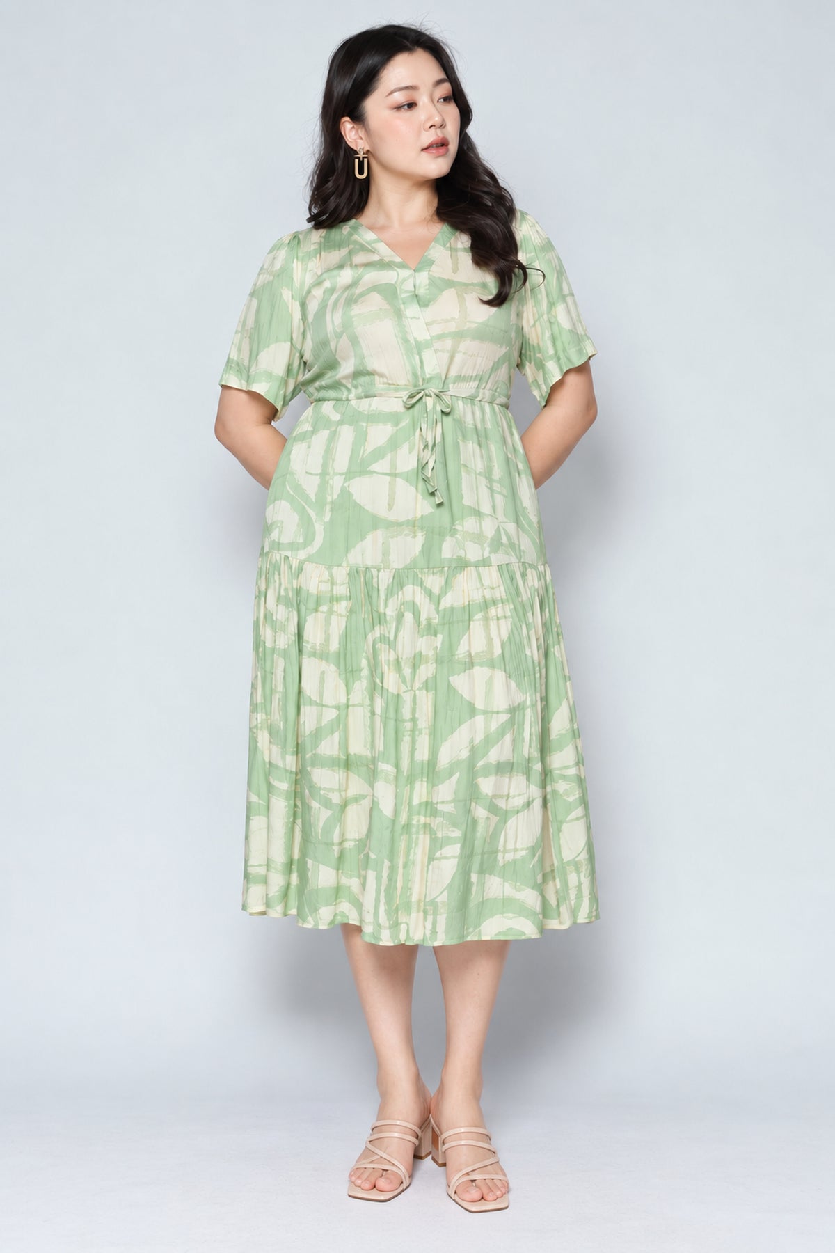 Reisha Dress in Sage Strokes