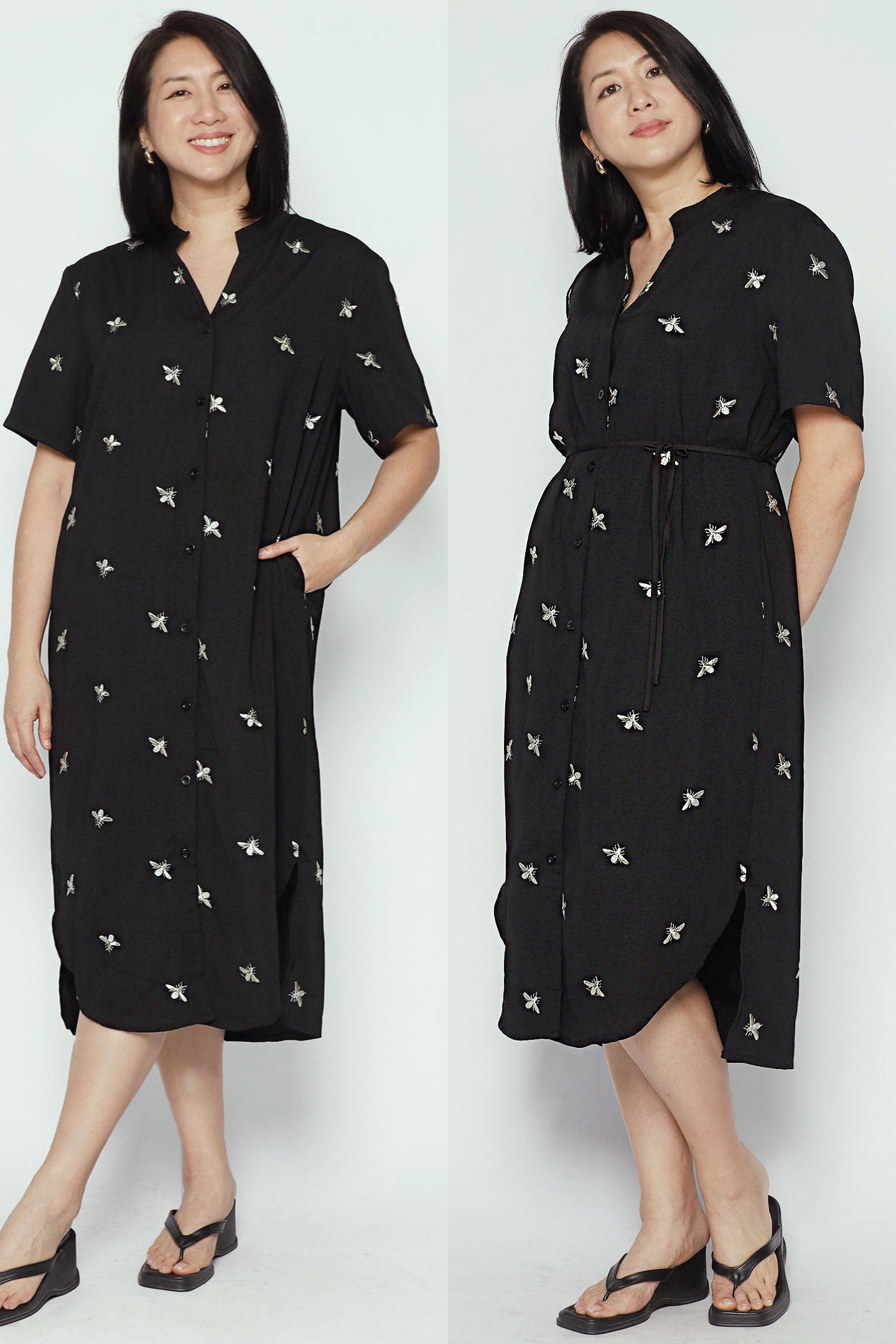 Eline Shirt Dress in Champagne Bee