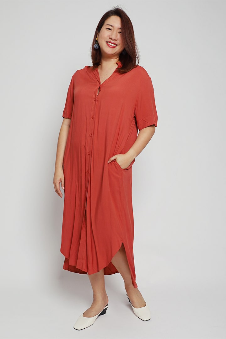 Eline Shirt Dress in Orange