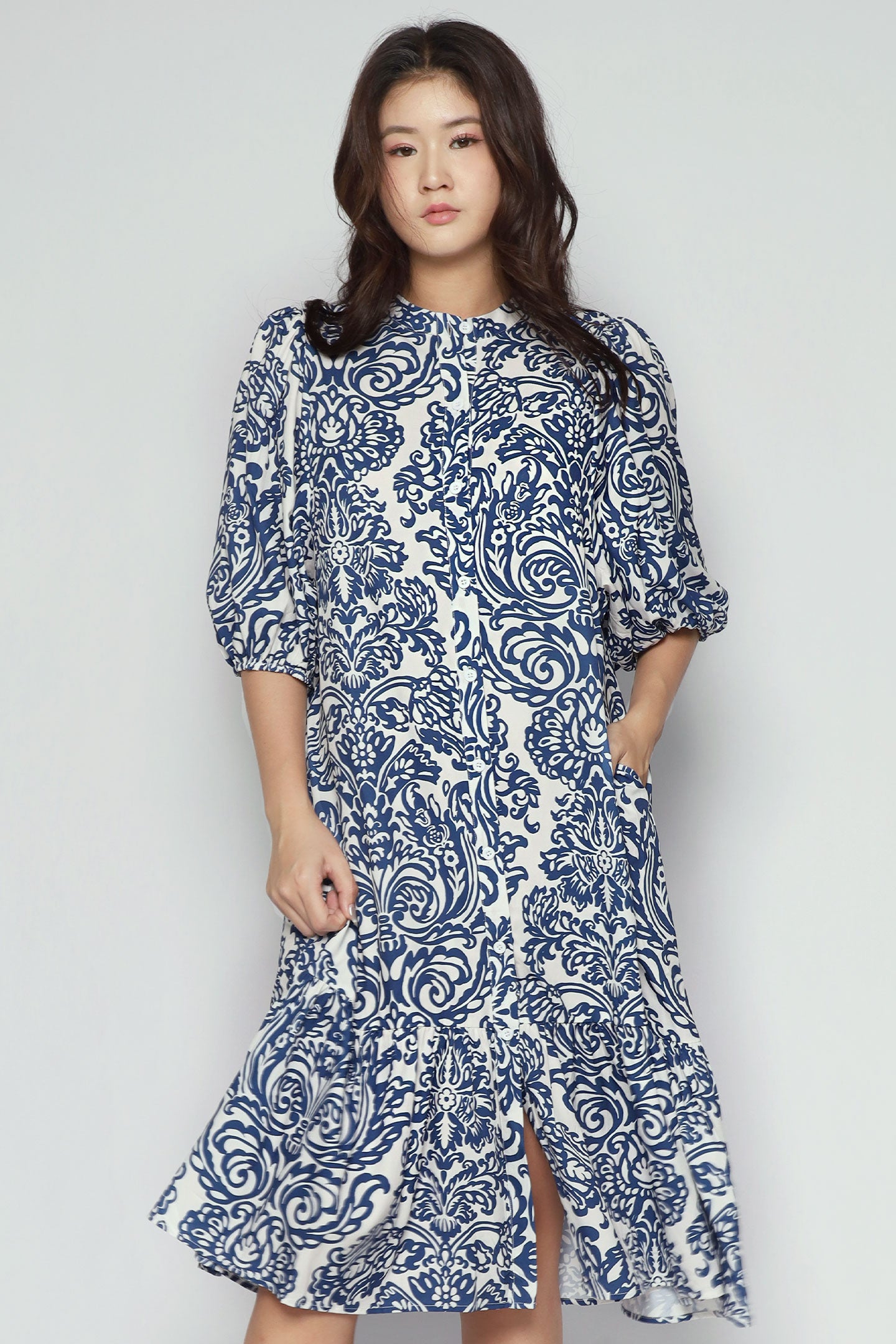 Esther Dress in Bluelit Blooms