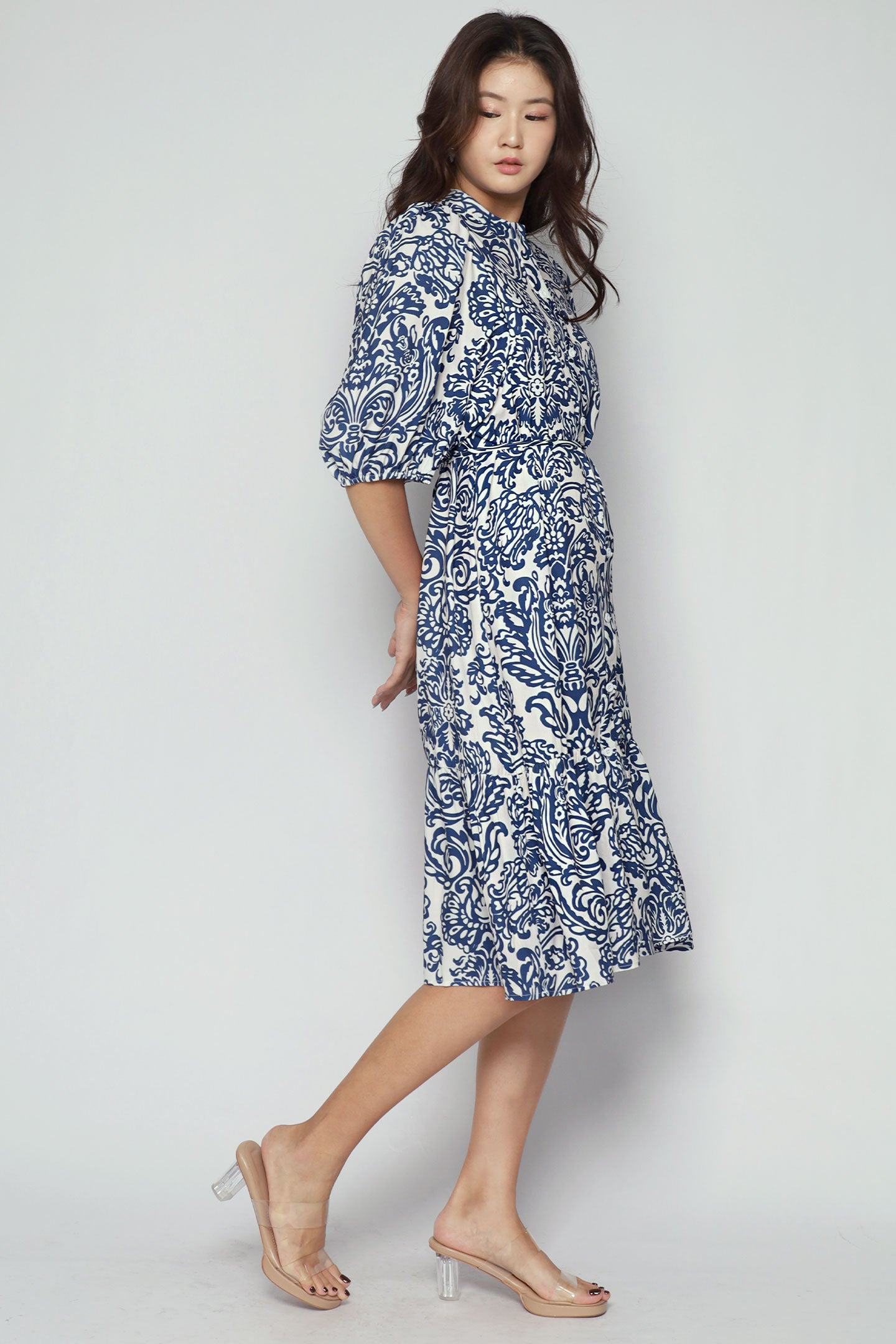 Esther Dress in Bluelit Blooms