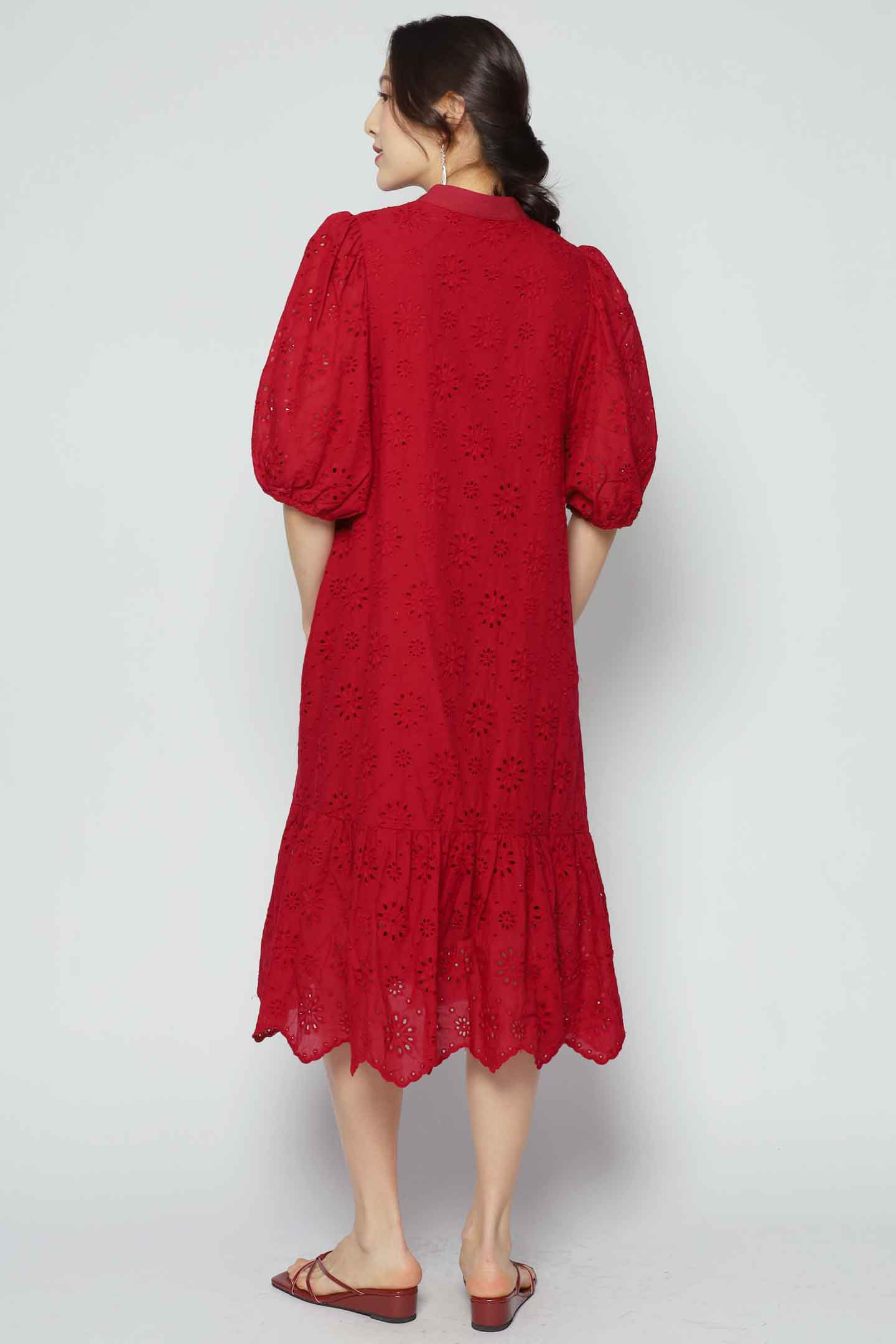 Esther Crochet Dress in Red