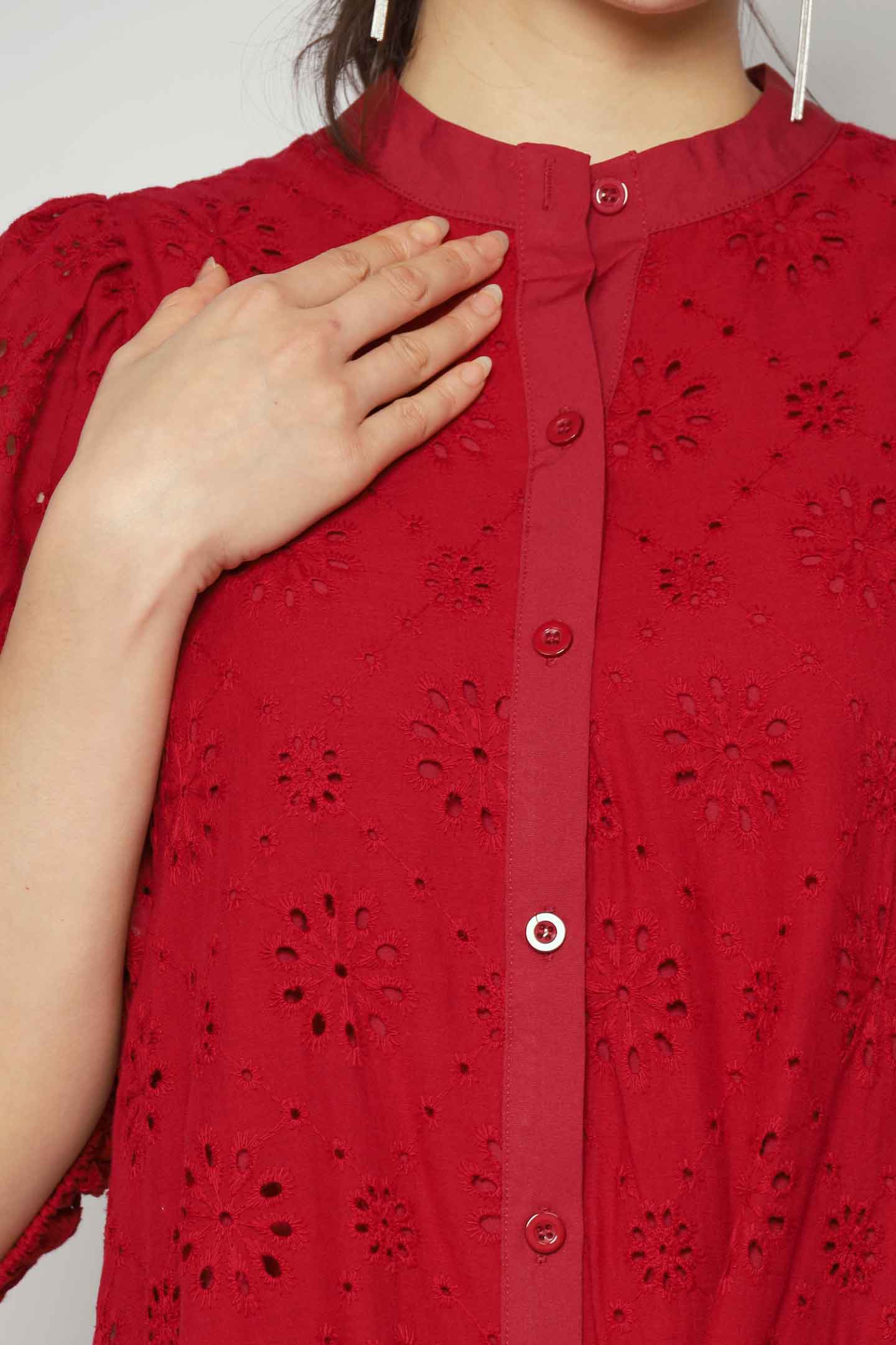 Esther Crochet Dress in Red