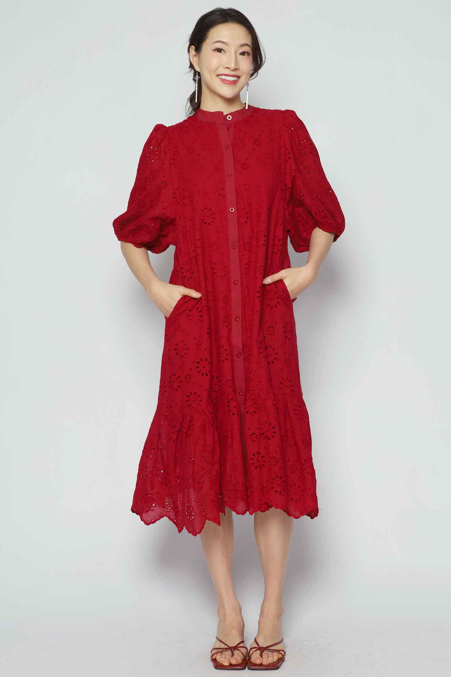 Esther Crochet Dress in Red