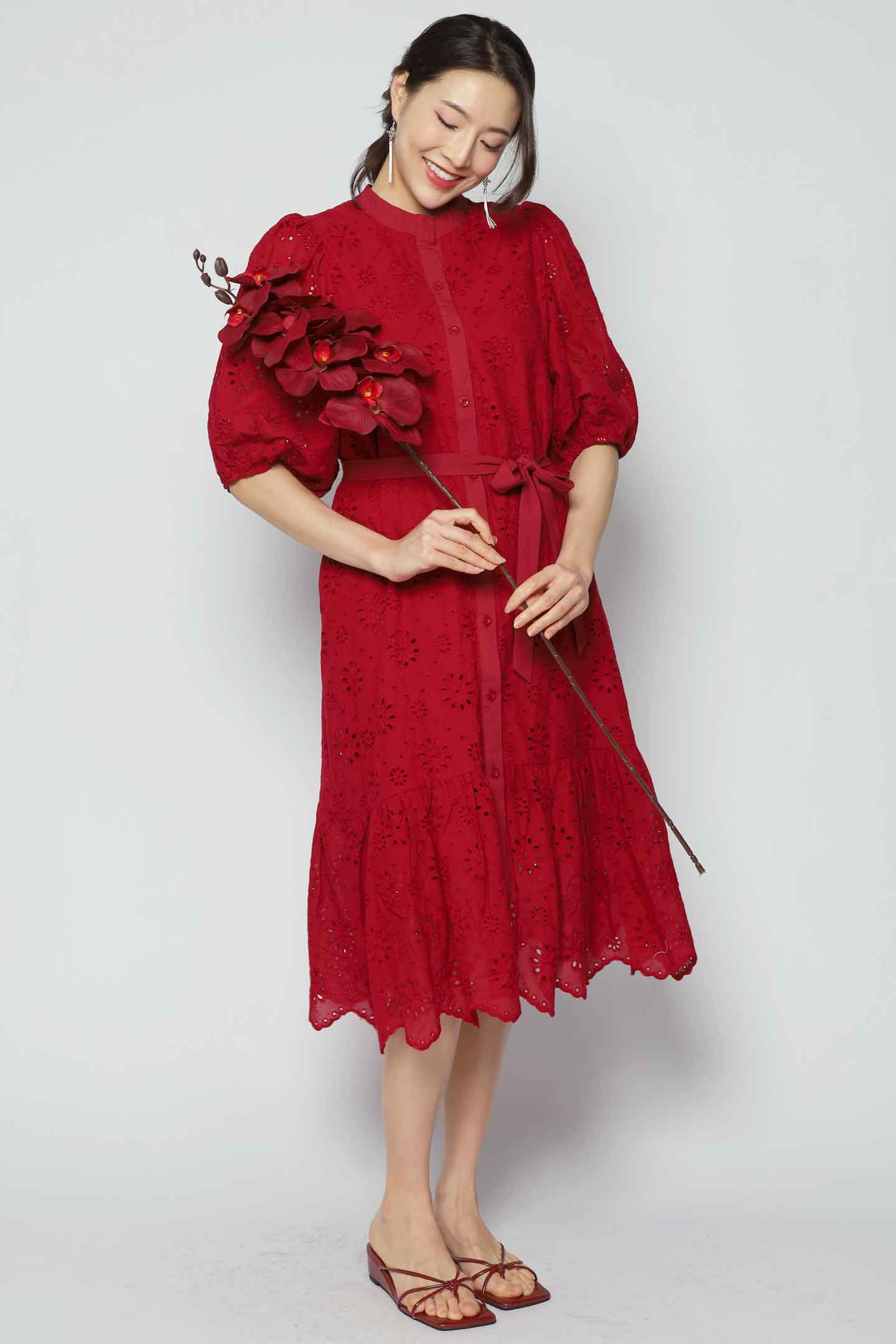 Esther Crochet Dress in Red