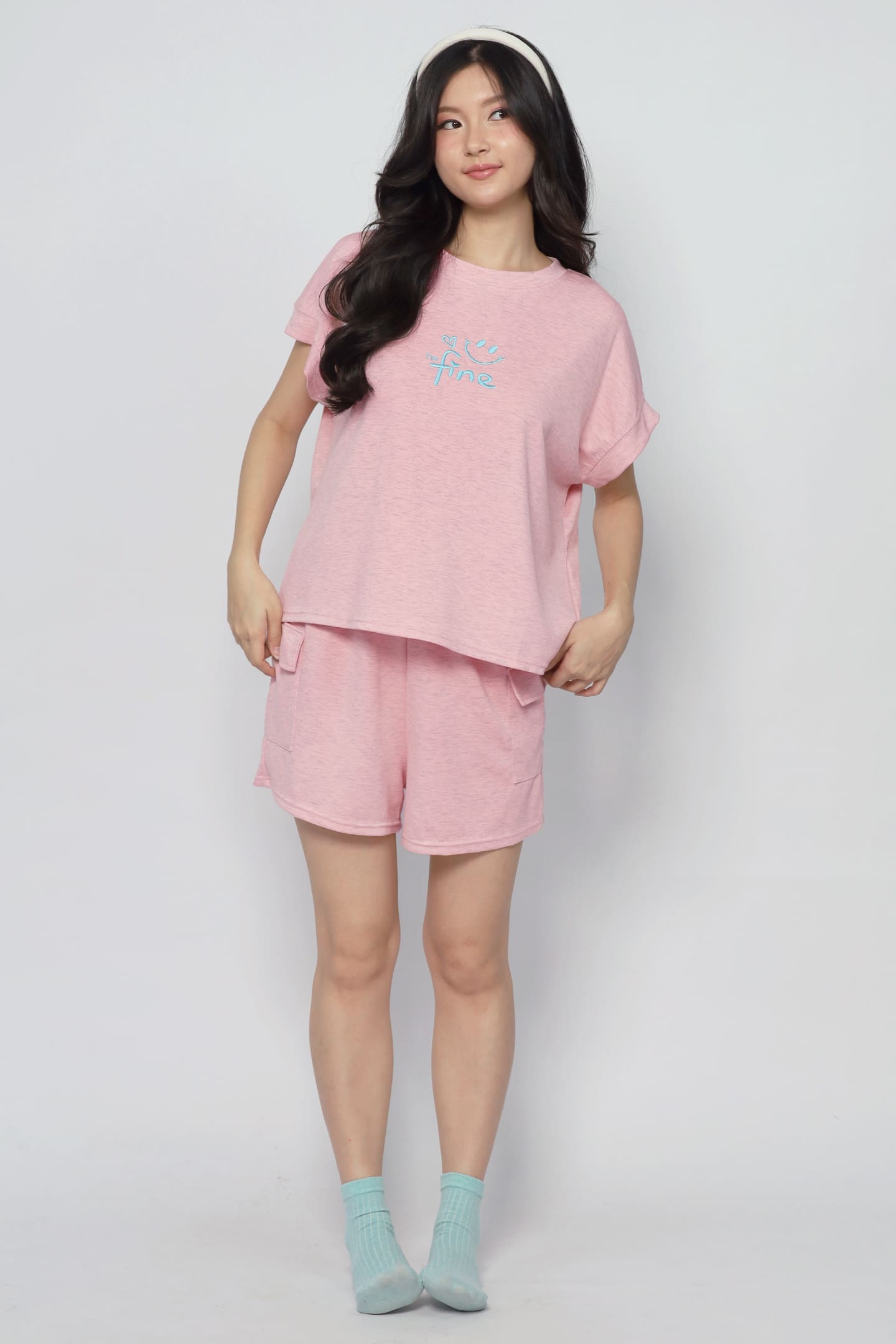 JOY - Fine 2 in 1 Top and Shorts Set in Pink