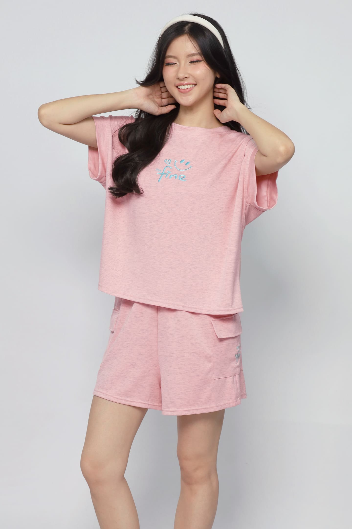 JOY - Fine 2 in 1 Top and Shorts Set in Pink