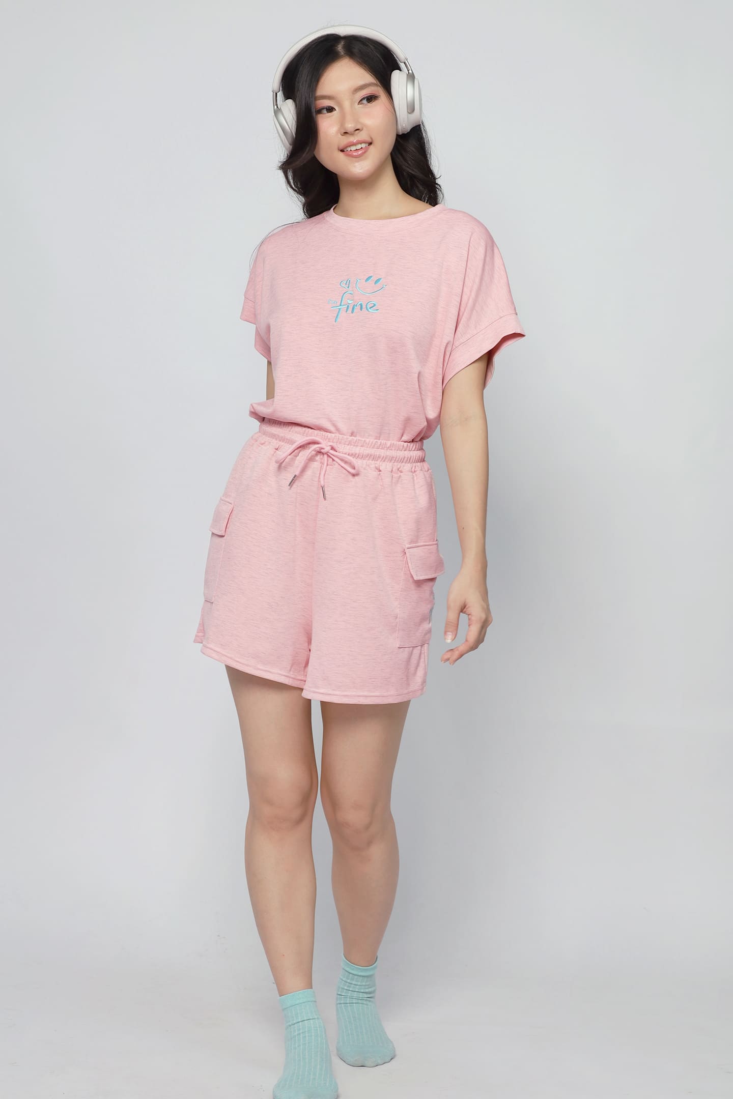 JOY - Fine 2 in 1 Top and Shorts Set in Pink
