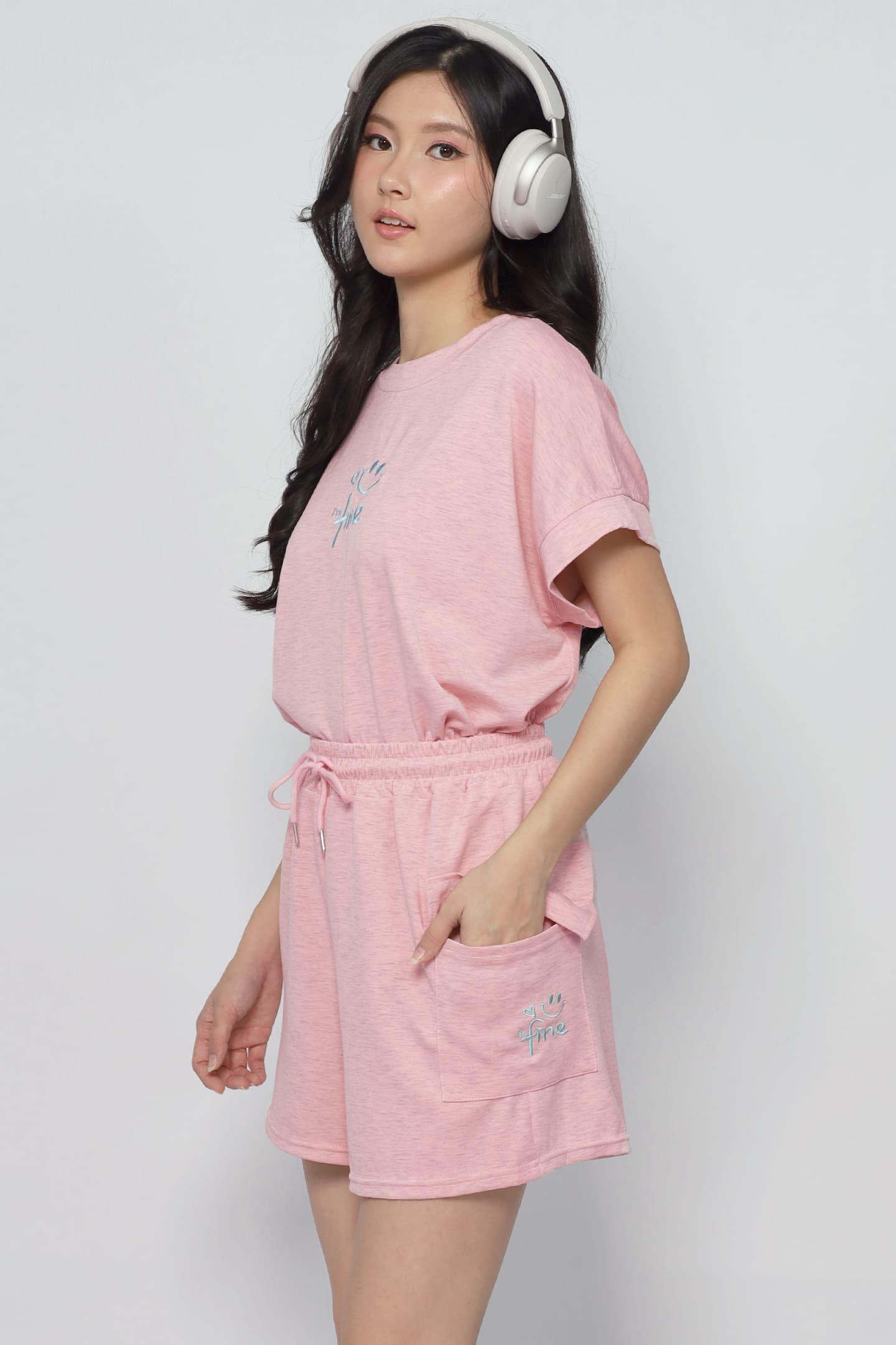JOY - Fine 2 in 1 Top and Shorts Set in Pink