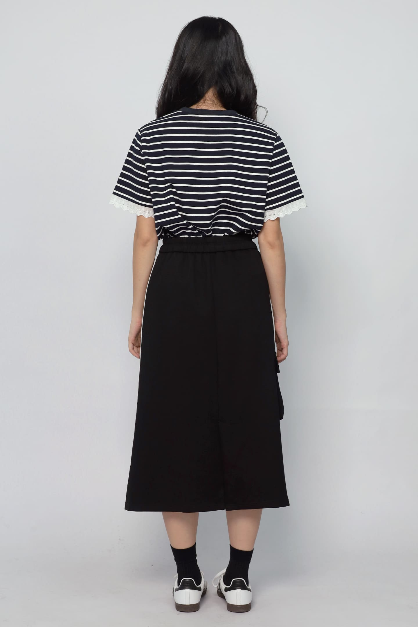 JOY - Flux Stripes Cargo Skirt in Black