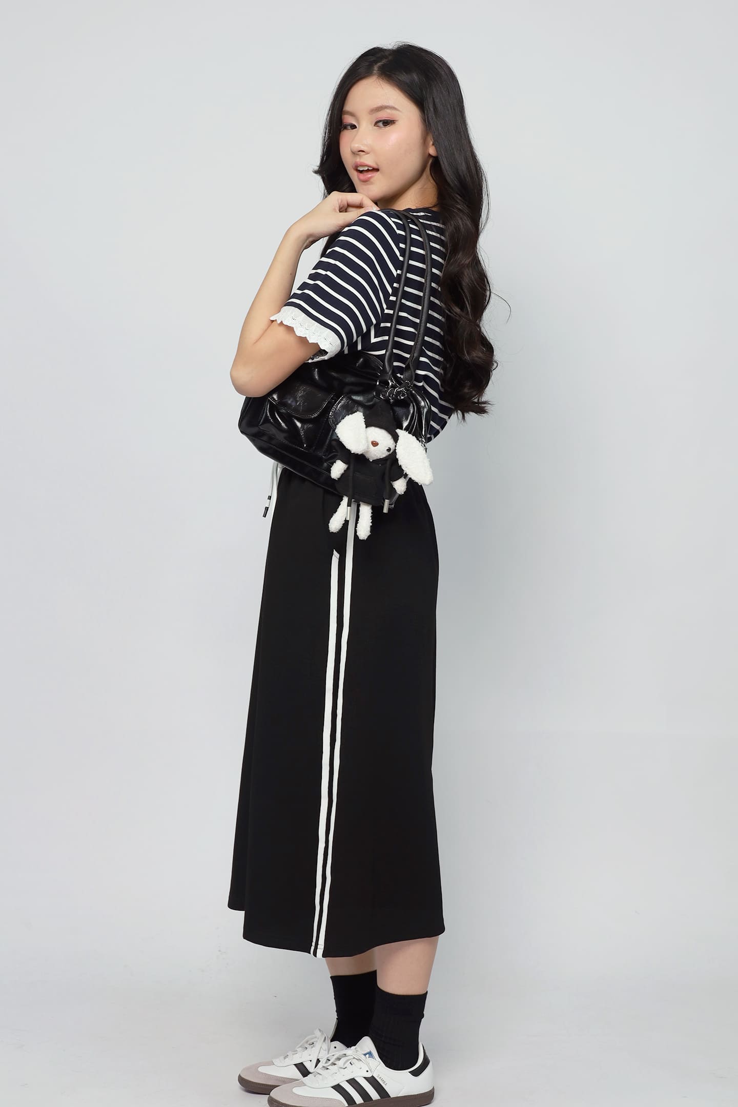 JOY - Flux Stripes Cargo Skirt in Black