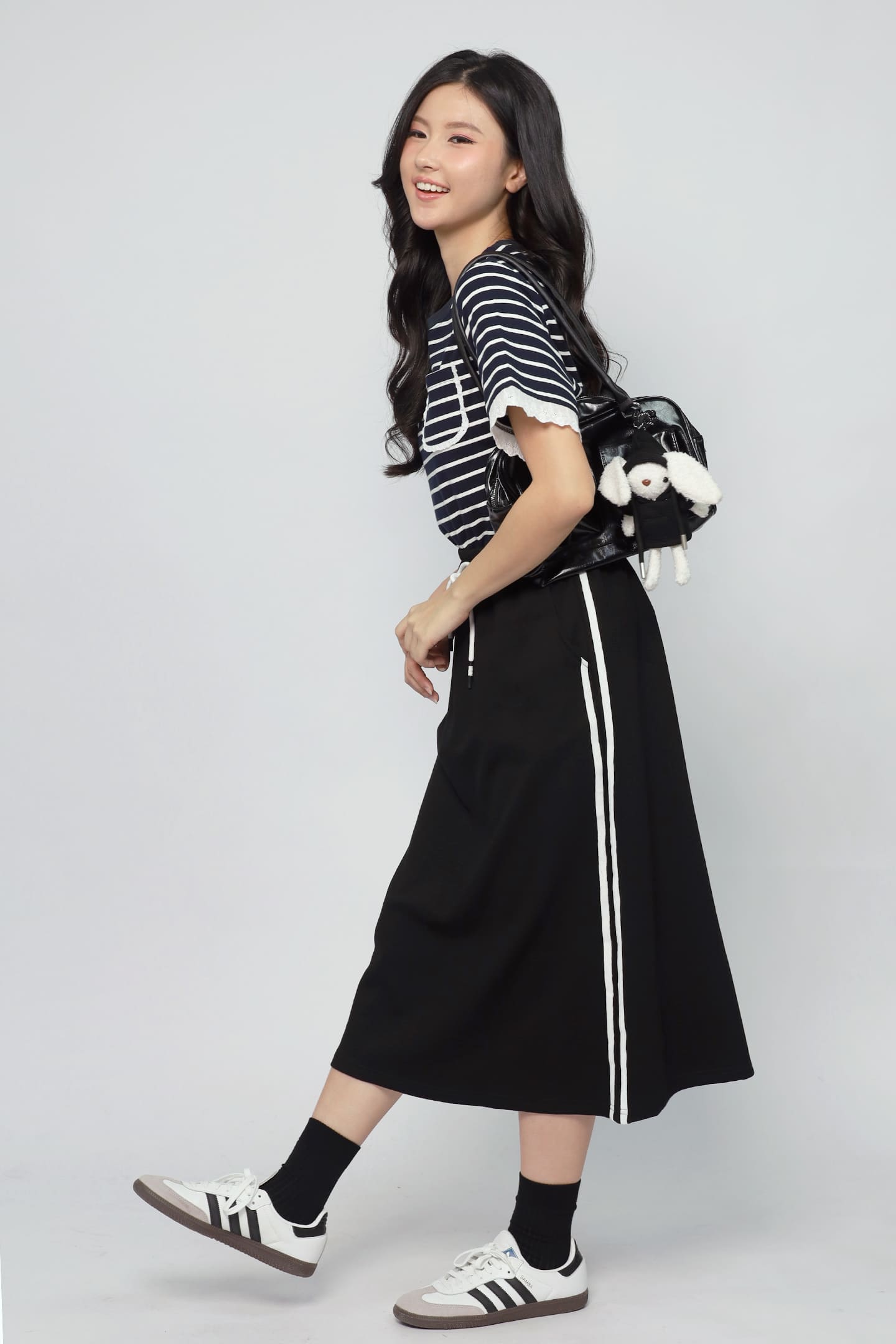 JOY - Flux Stripes Cargo Skirt in Black