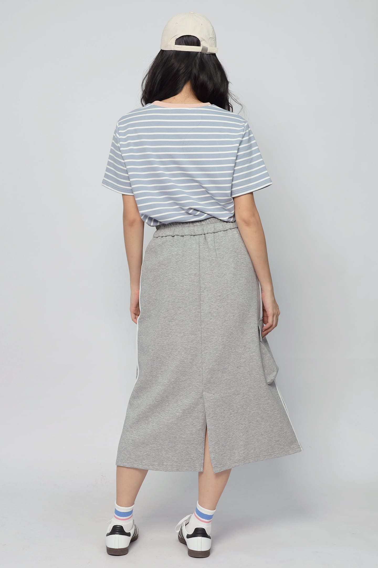 JOY - Flux Stripes Cargo Skirt in Grey