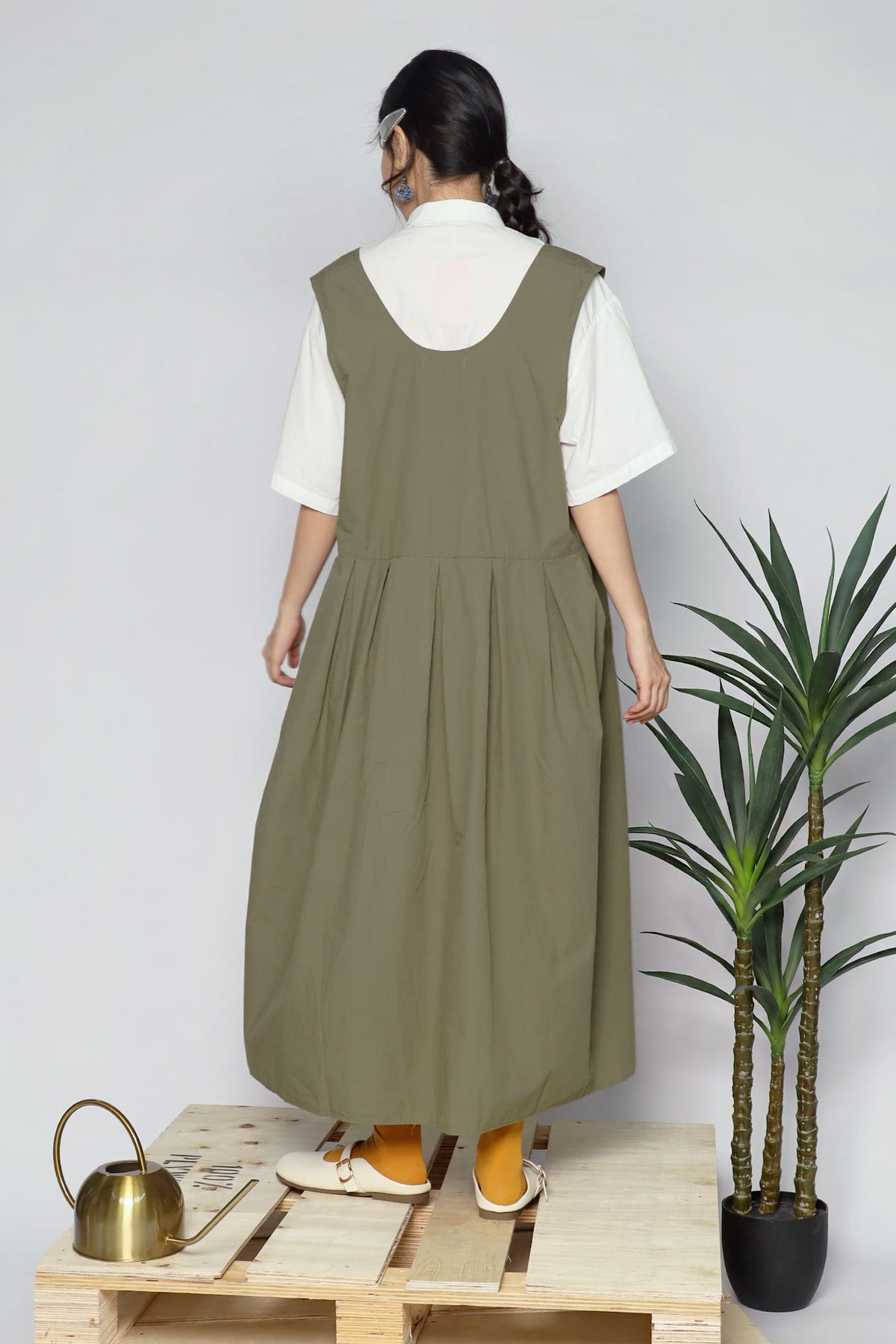 JOY - Fufu Pinafore Dress in Green