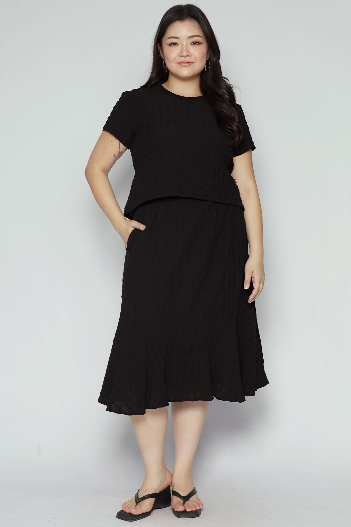Gia 2 in 1 Skirt Set in Black Texture