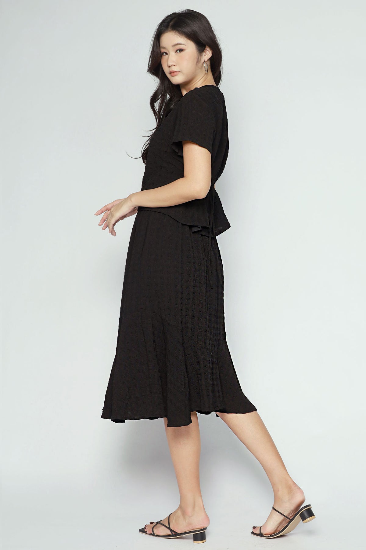 Gia 2 in 1 Skirt Set in Black Texture