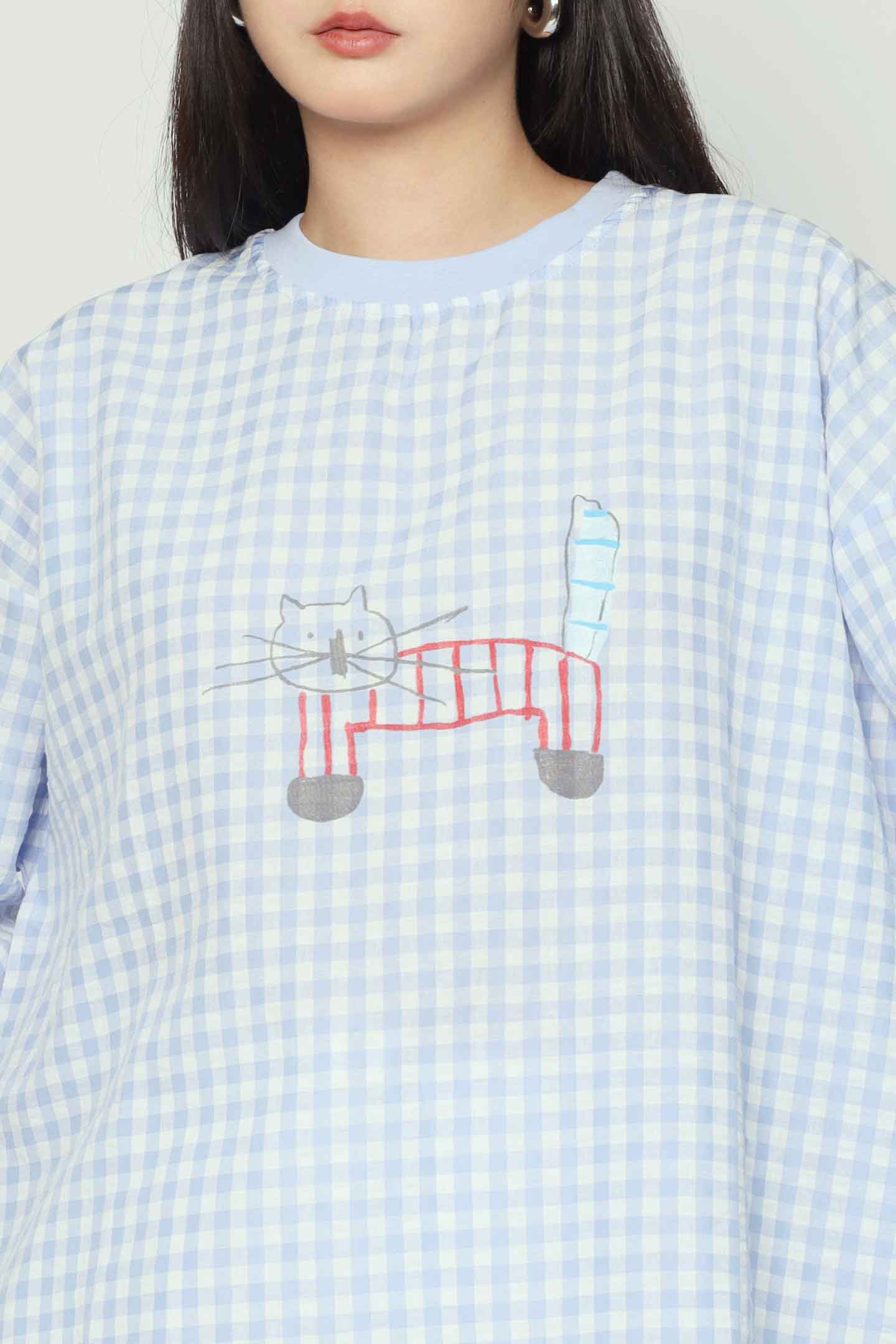 Gingham Kitty Top