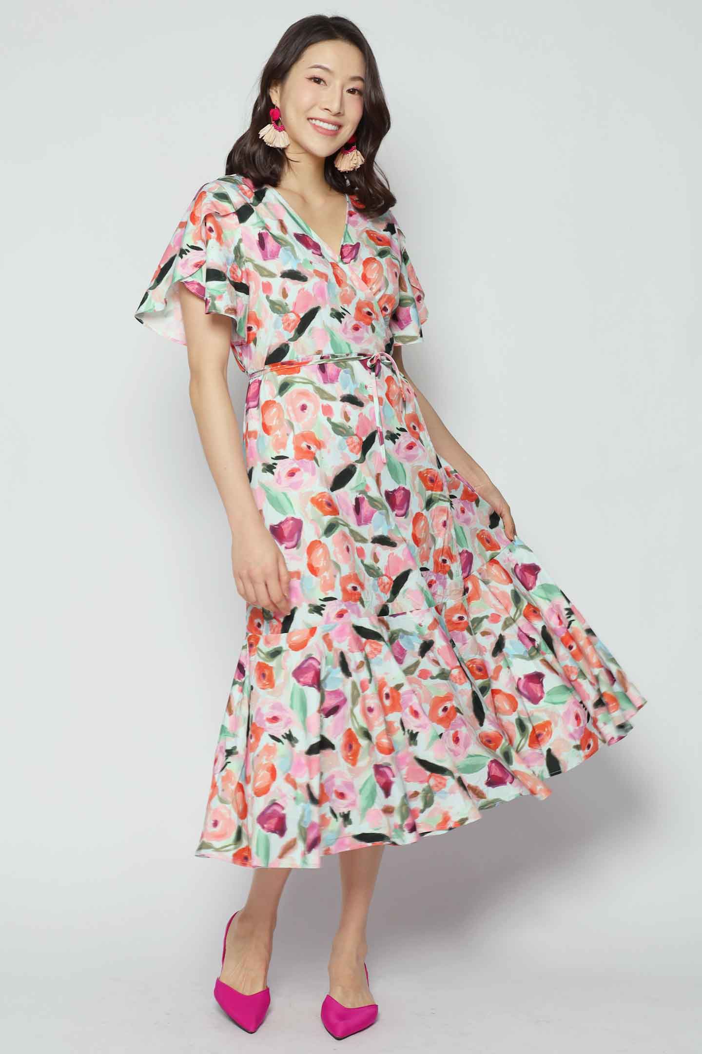 Ginnie Wrap Dress in Magnolia Charm
