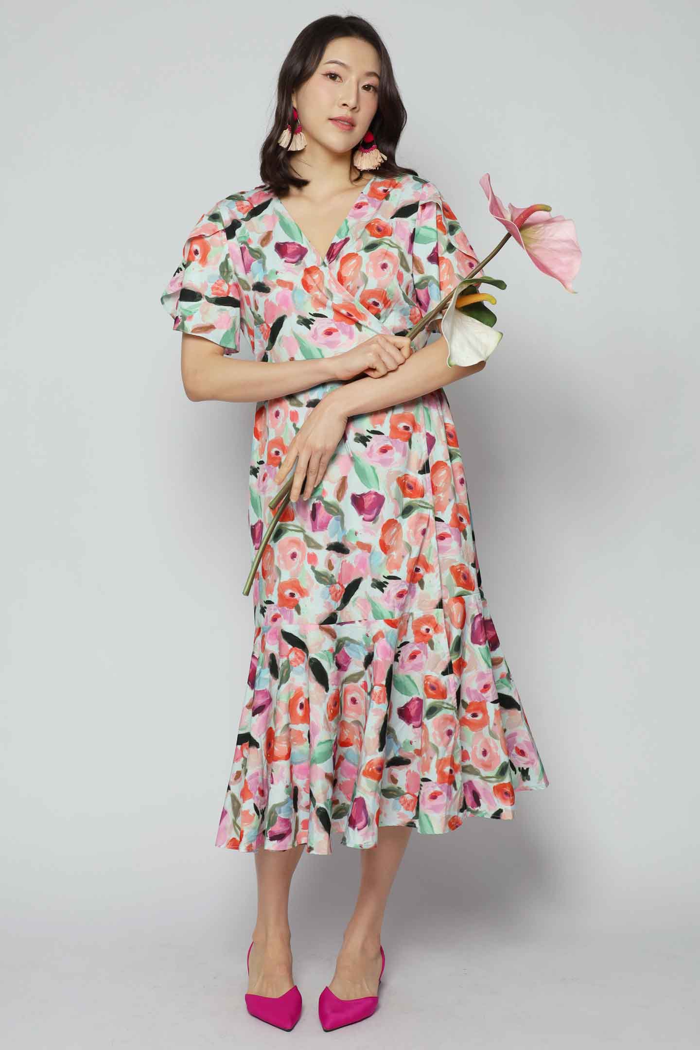 Ginnie Wrap Dress in Magnolia Charm