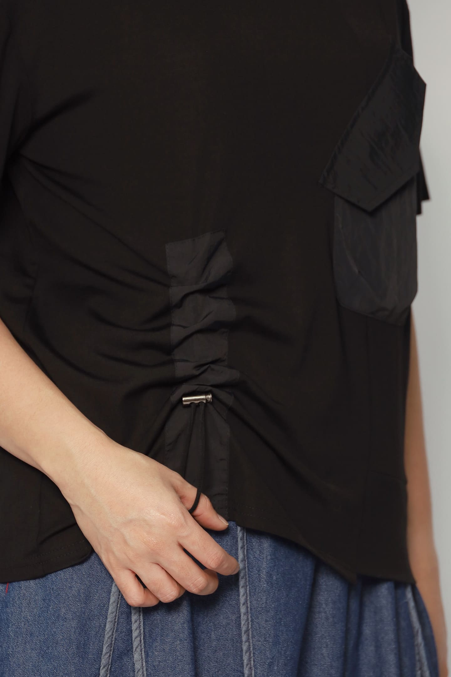 Backorders Easy By TE - Goob Asymmetrical Pocket Top in Black