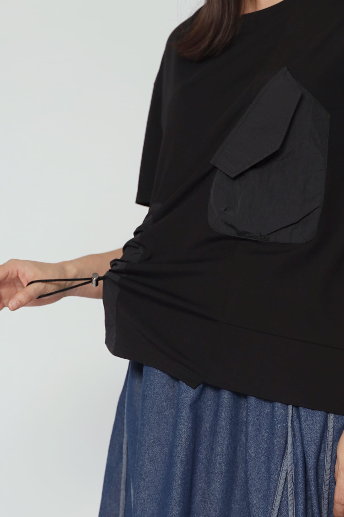 Backorders Easy By TE - Goob Asymmetrical Pocket Top in Black