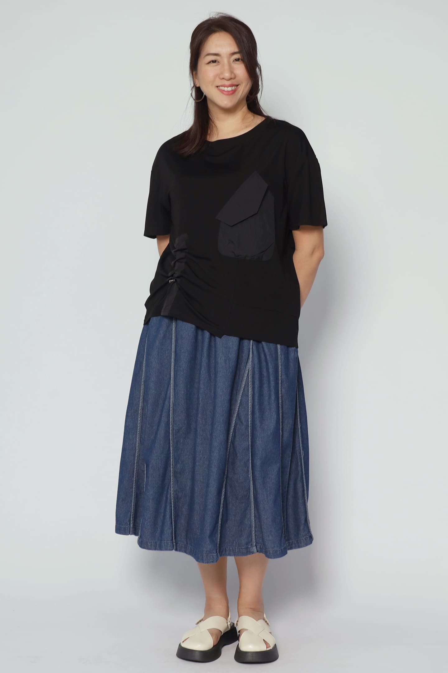 Backorders Easy By TE - Goob Asymmetrical Pocket Top in Black