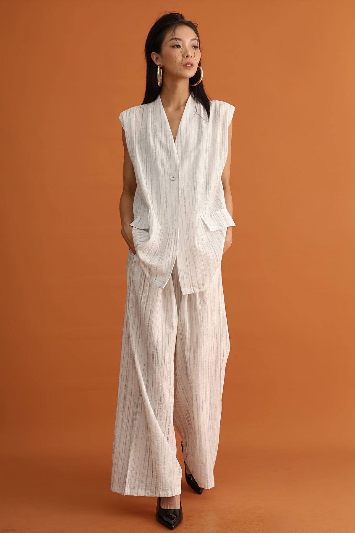 CHOSEN - Hana Belted Pinstripe Vest