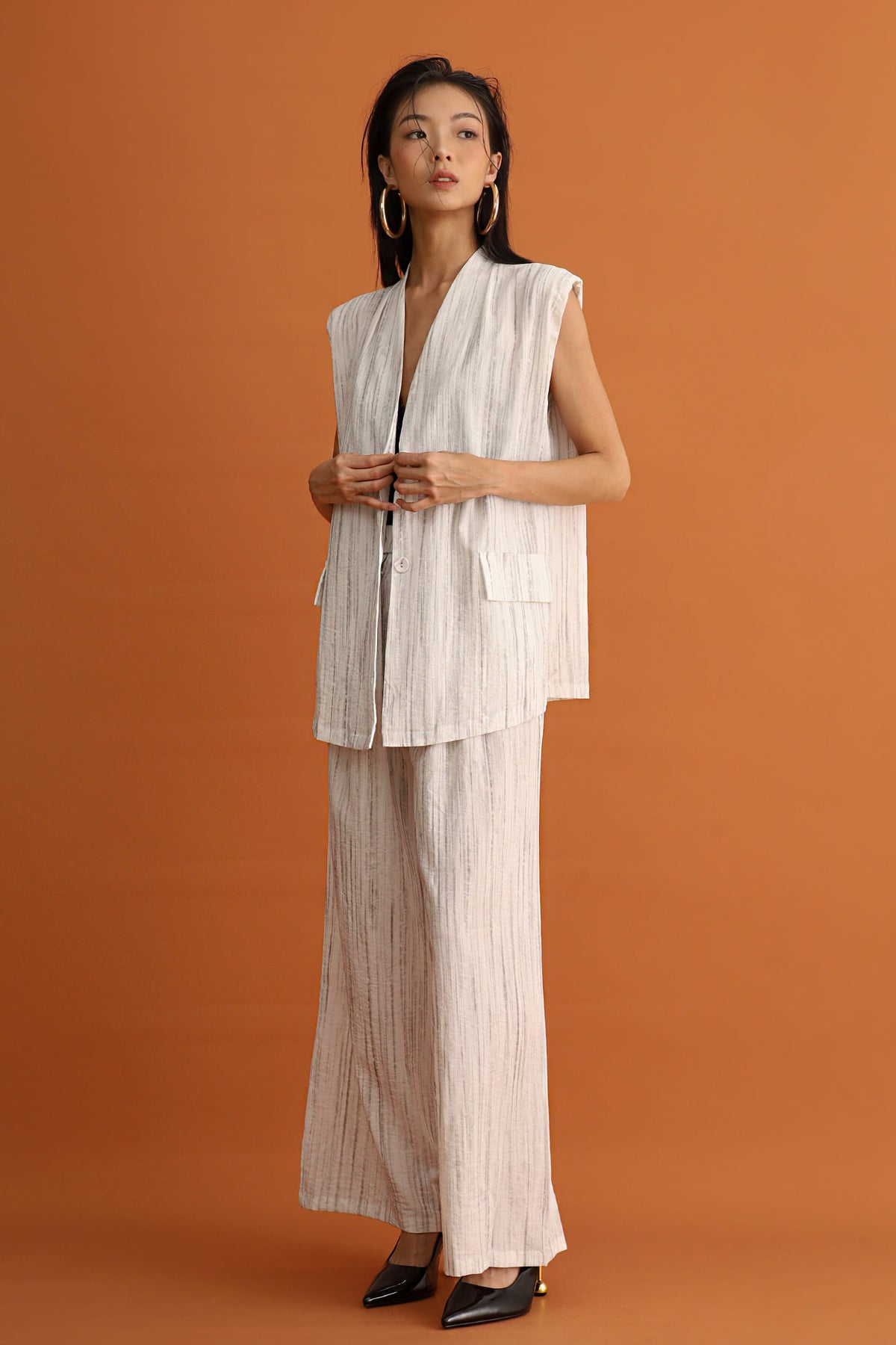 CHOSEN - Hana Belted Pinstripe Vest