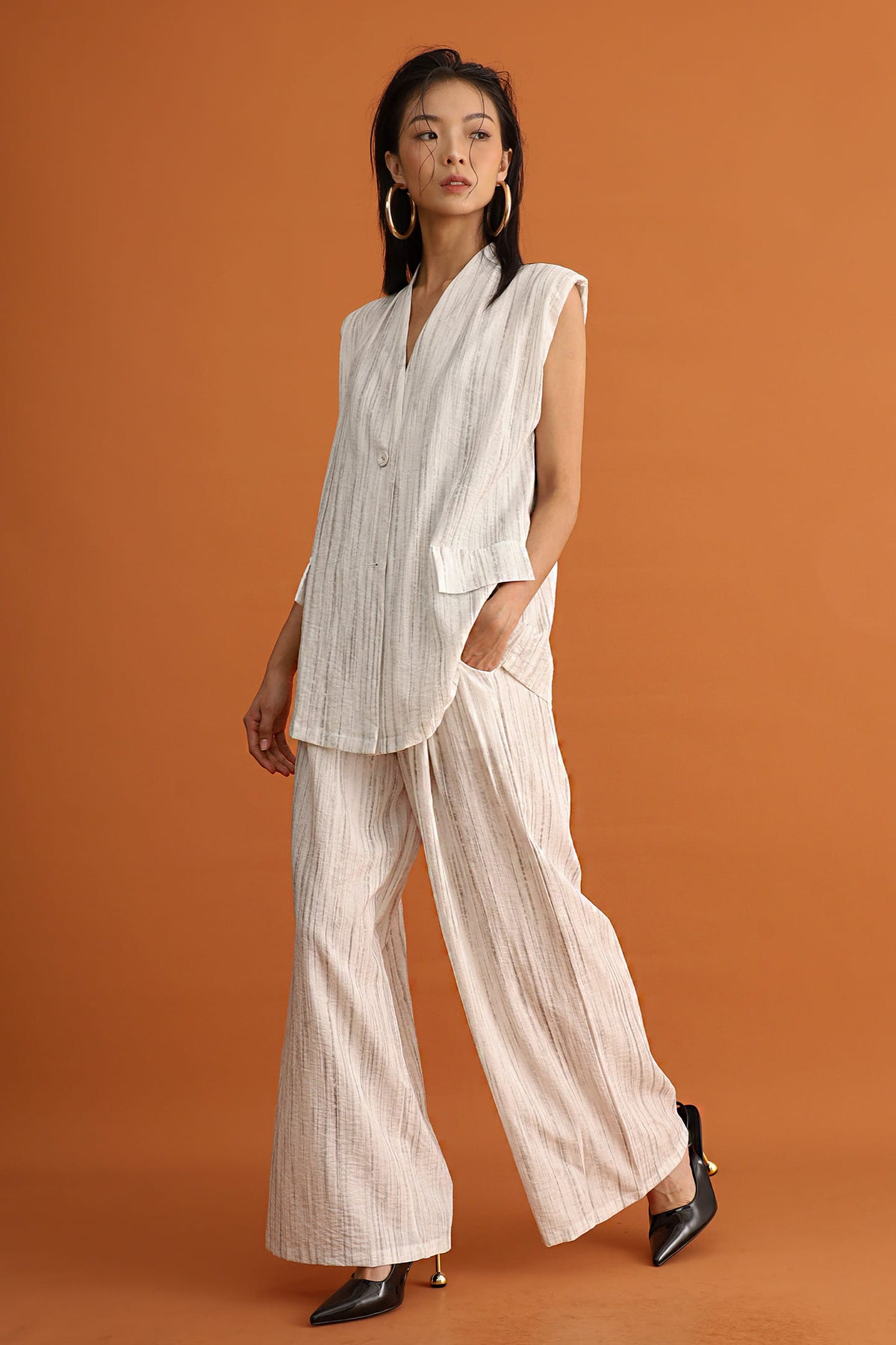 CHOSEN - Hana Belted Pinstripe Vest