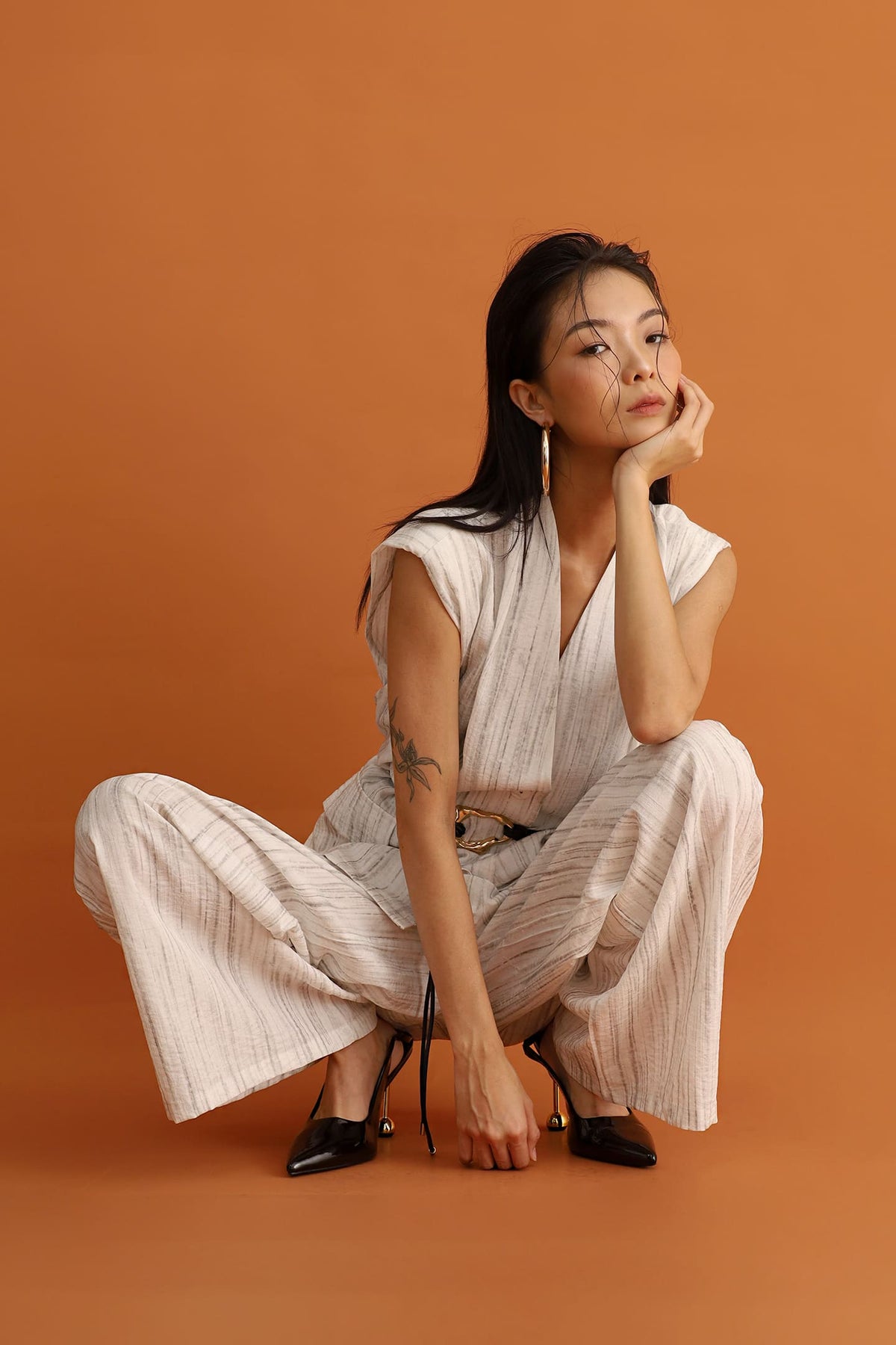 CHOSEN - Hana Belted Pinstripe Vest