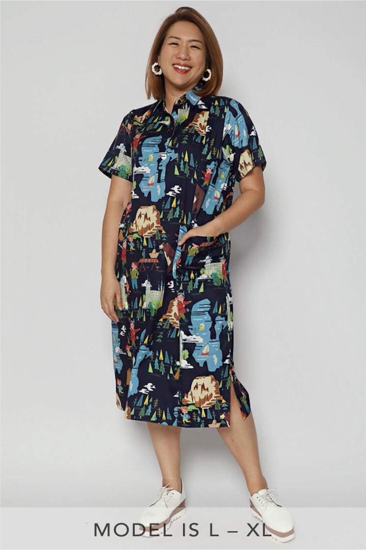 Kona Dress in Cartoon