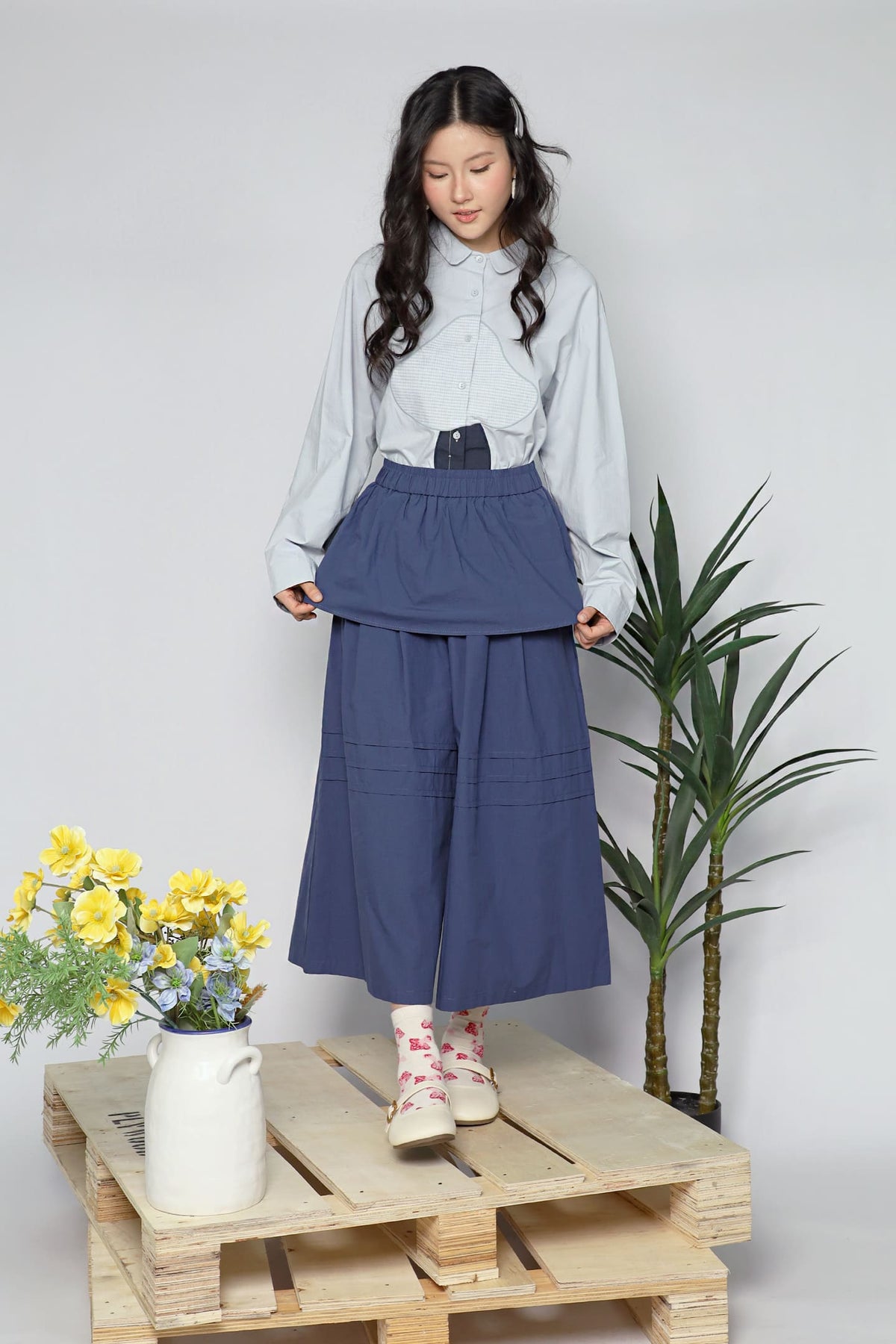 JOY - Hivana Layered Pants in Blue