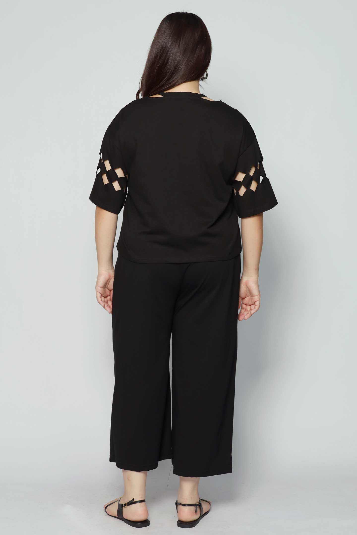 Hush Cutout Sleeves Top in Black