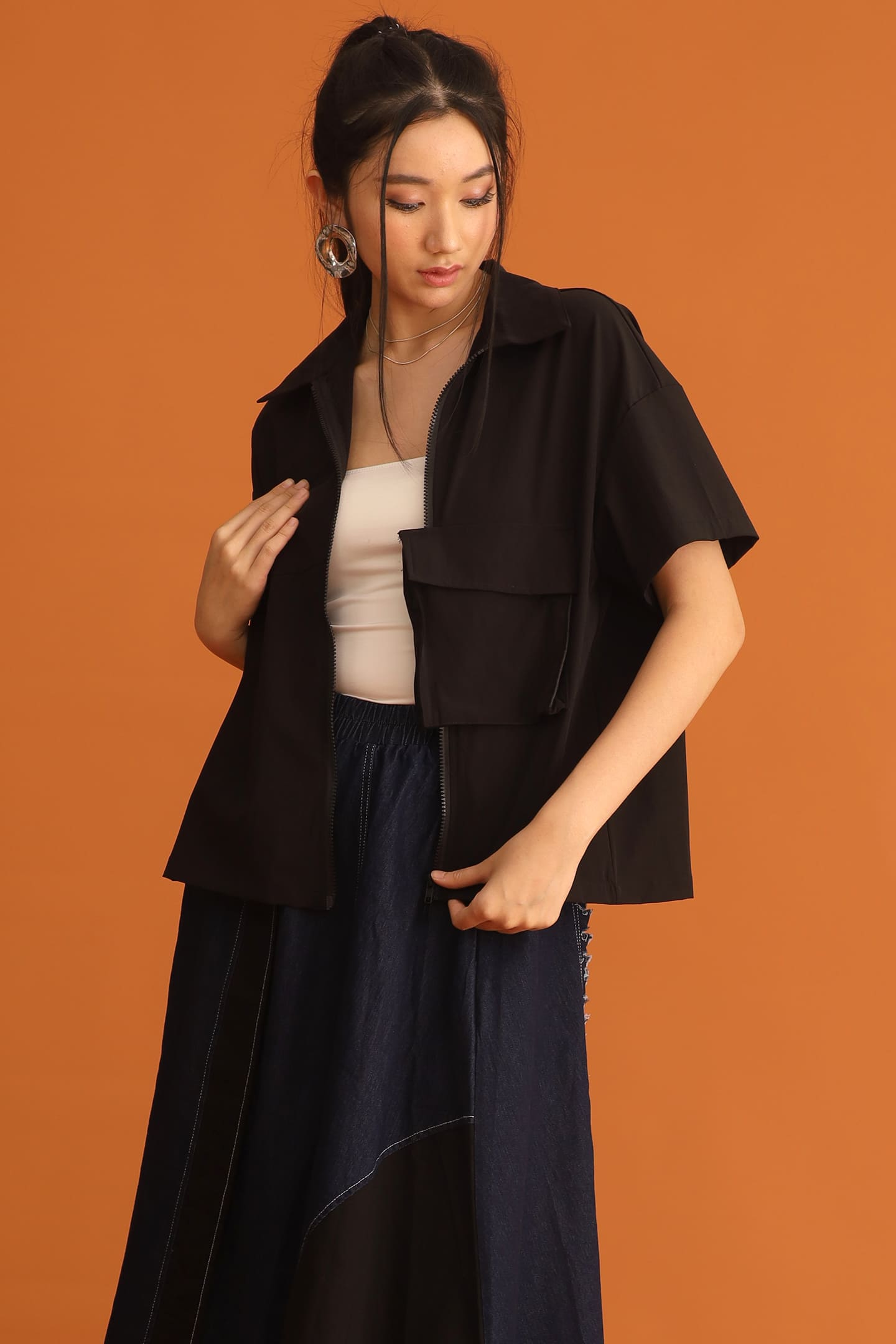 CHOSEN - Hyojin Zipper Top in Black