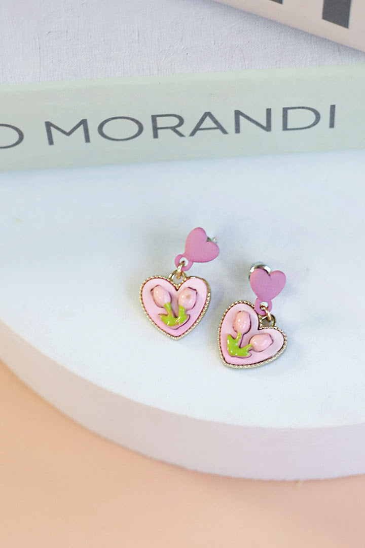 Tulips Heart Earrings