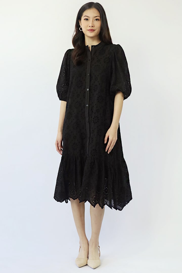 Esther Crochet Dress in Black